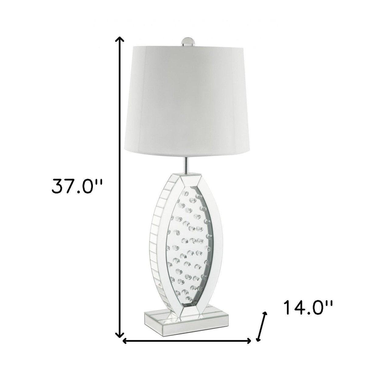 37" Mirrored Glass Table Lamp With White Drum Shade - Tuesday Morning-Table Lamps