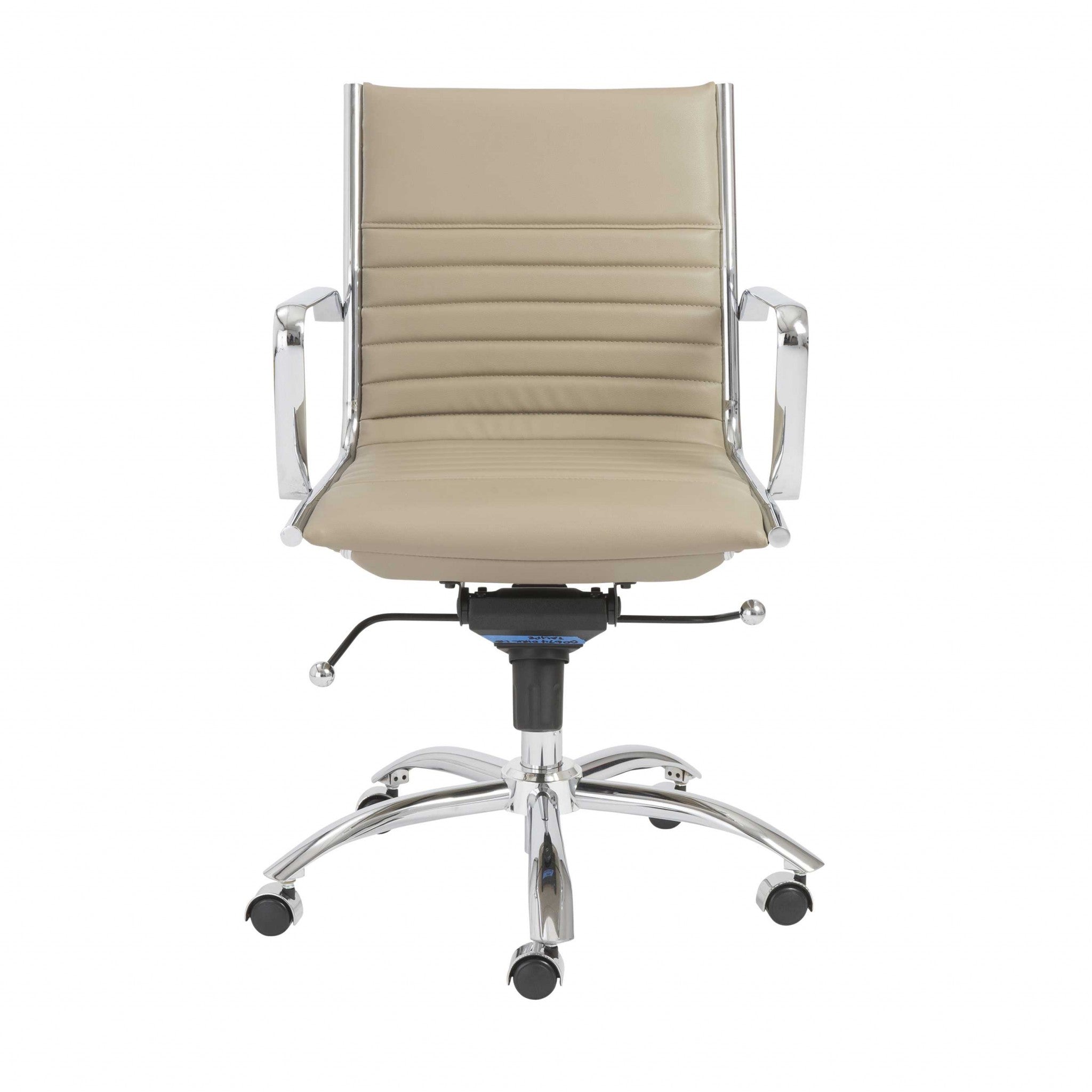 Taupe-Faux-Leather-Seat-Swivel-Adjustable-Task-Chair-Leather-Back-Steel-Frame-Office-Chairs