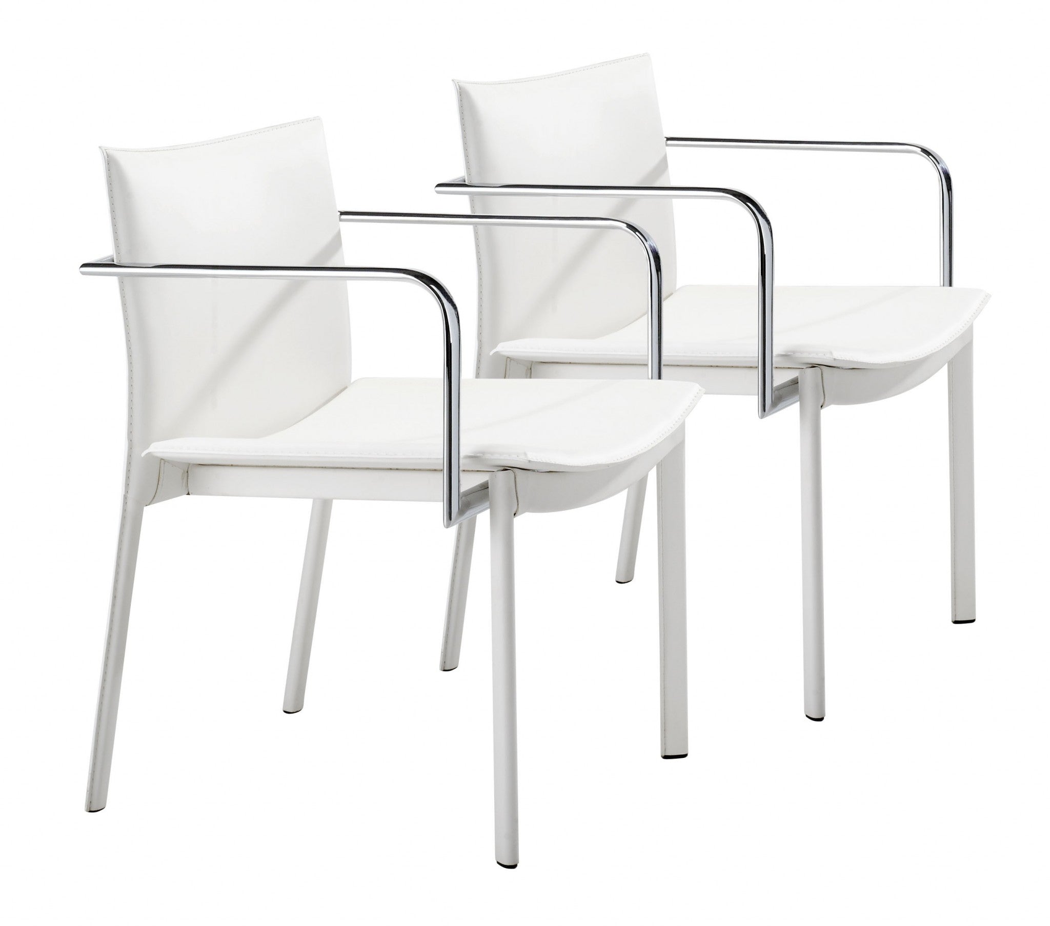 White-Faux-Leather-Seat-Adjustable-Conference-Chair-Metal-Back-Steel-Frame-Office-Chairs