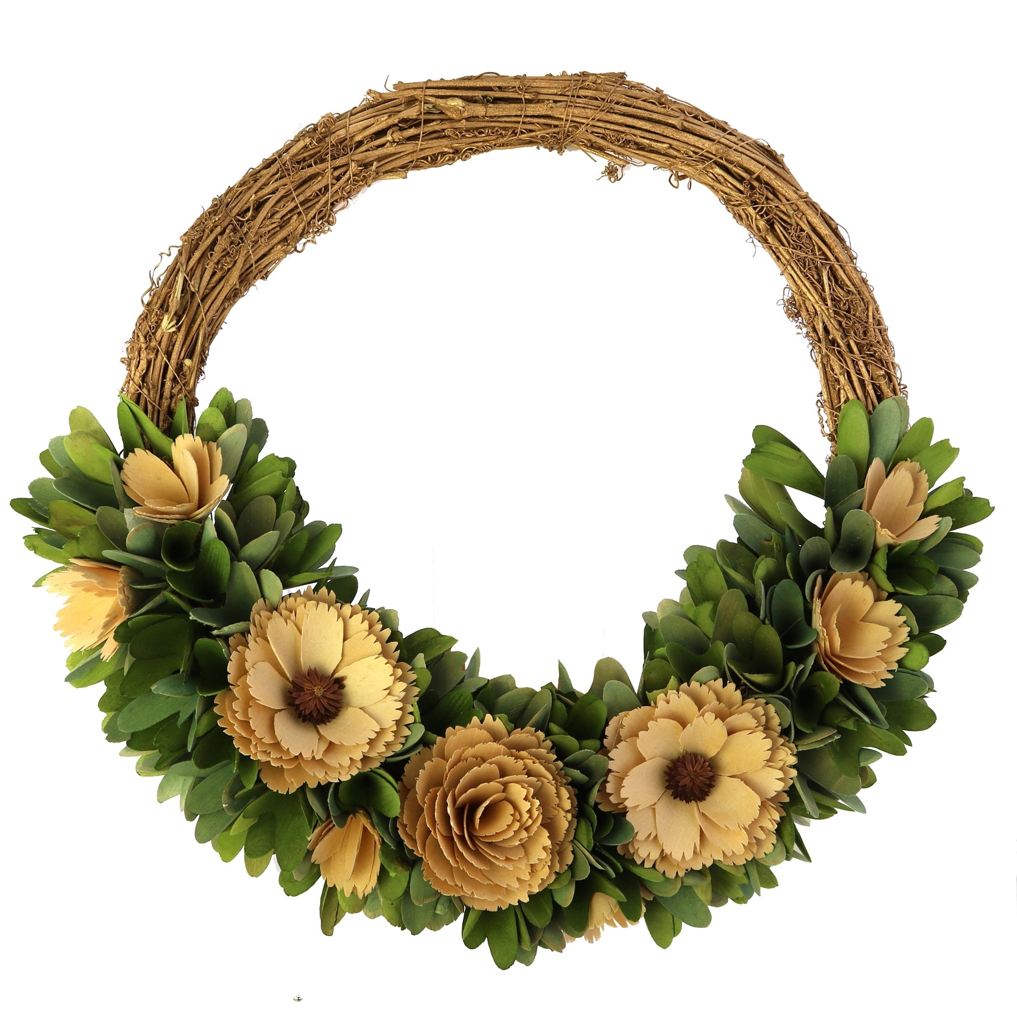 4" Green and Brown Artificial Mixed Assortment Wreath - Tuesday Morning-Wreaths