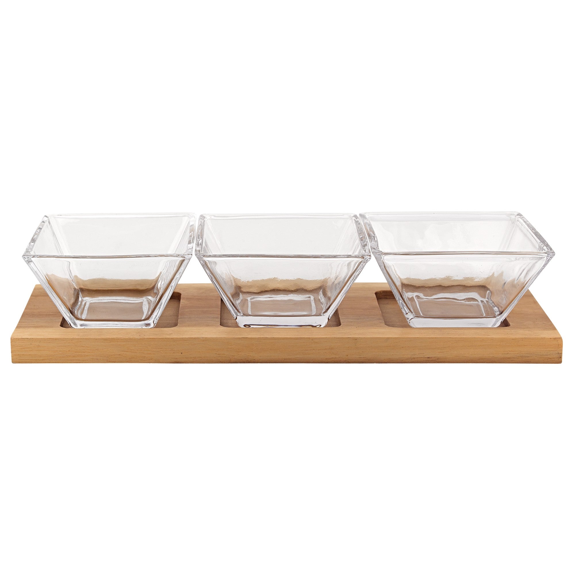 4-Mouth-Blown-Crystal-Hostess-Set-4-Pc-With-3-Glass-Condiment-Or-Dip-Bowls-On-A-Wood-Tray-Dinnerware-Sets