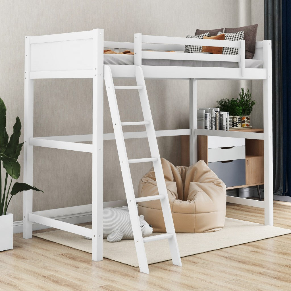 White-Twin-Size-High-Loft-Bed-Beds-&-Bed-Frames