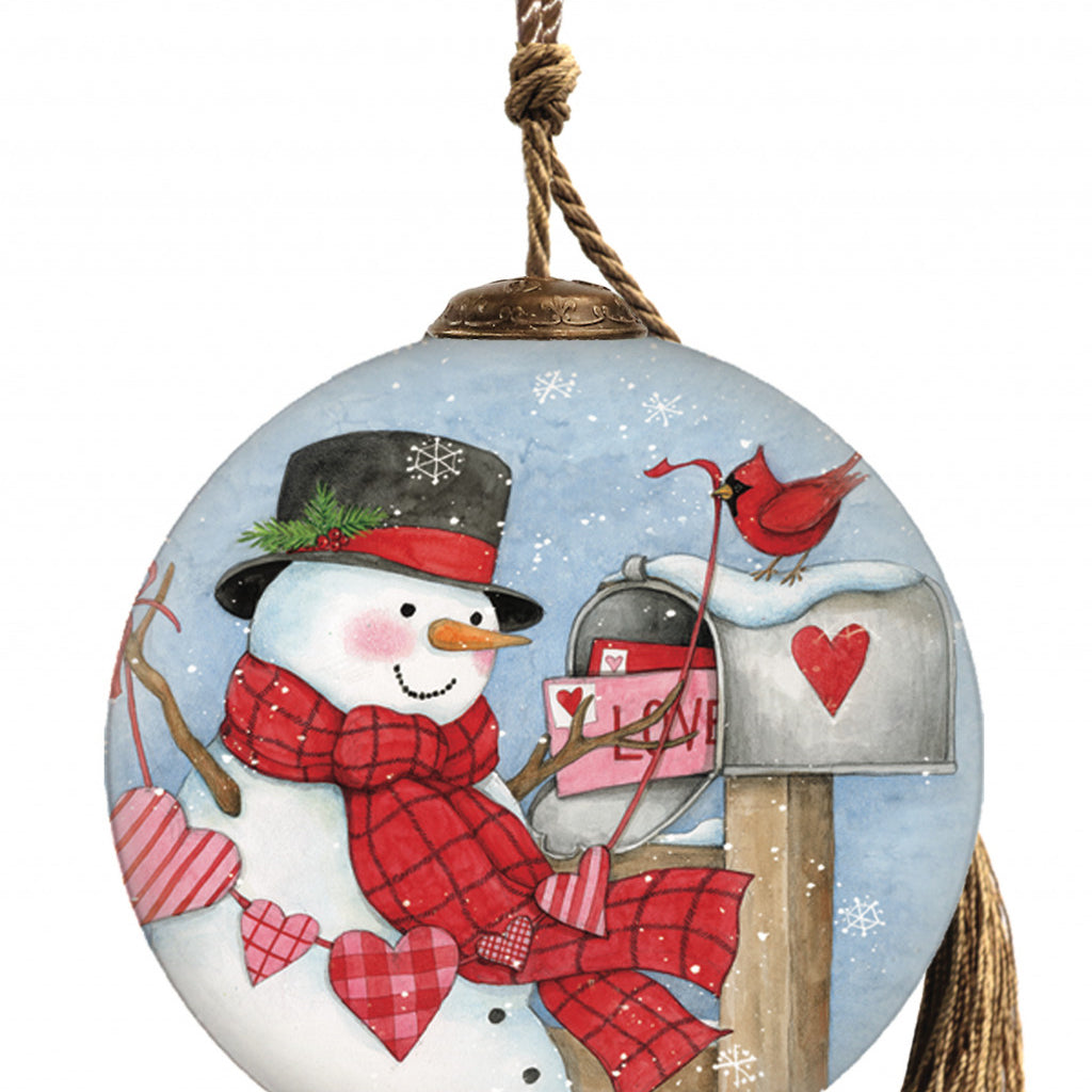 Valentine-Snowman-Hand-Painted-Mouth-Blown-Glass-Ornament-Christmas-Ornaments