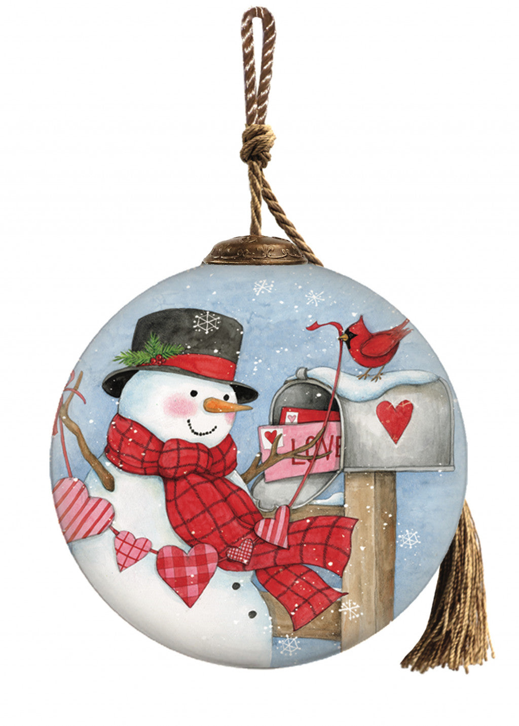 Valentine-Snowman-Hand-Painted-Mouth-Blown-Glass-Ornament-Christmas-Ornaments