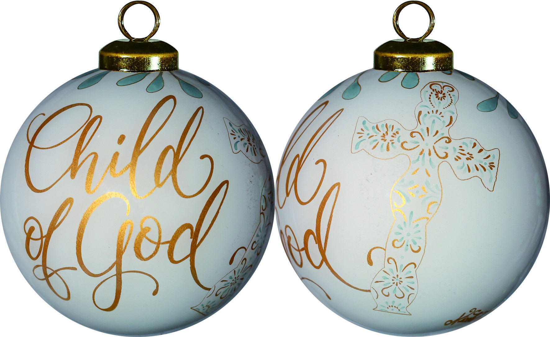 White-and-Gold-Child-of-God-Hand-Painted-Mouth-Blown-Glass-Ornament-Christmas-Ornaments