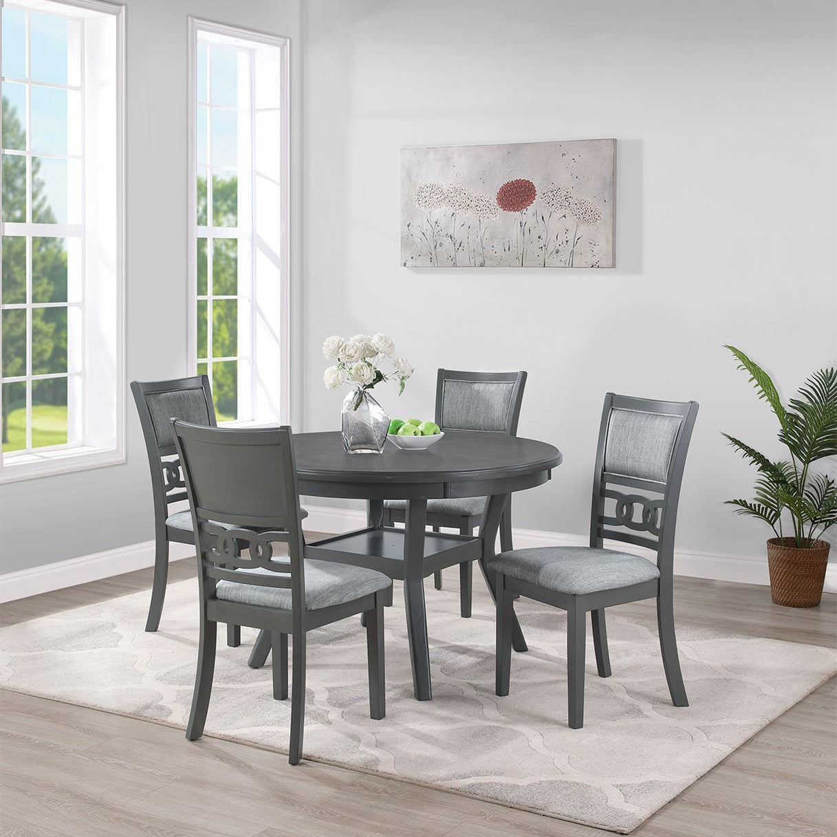 5-piece Dining Set, Gray Two-tone - Tuesday Morning-Dining Sets