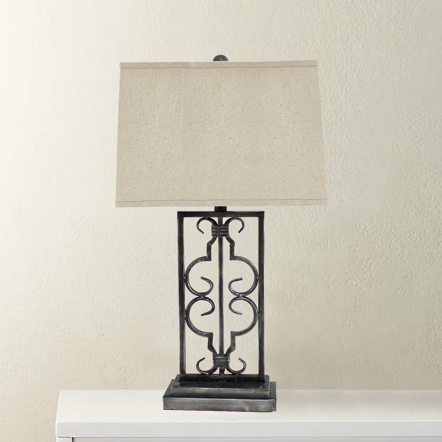 5.5 X 9.25 X 28.75 Gray Industrial With Stacked Metal Pedestal - Table Lamp - Tuesday Morning-Table Lamps