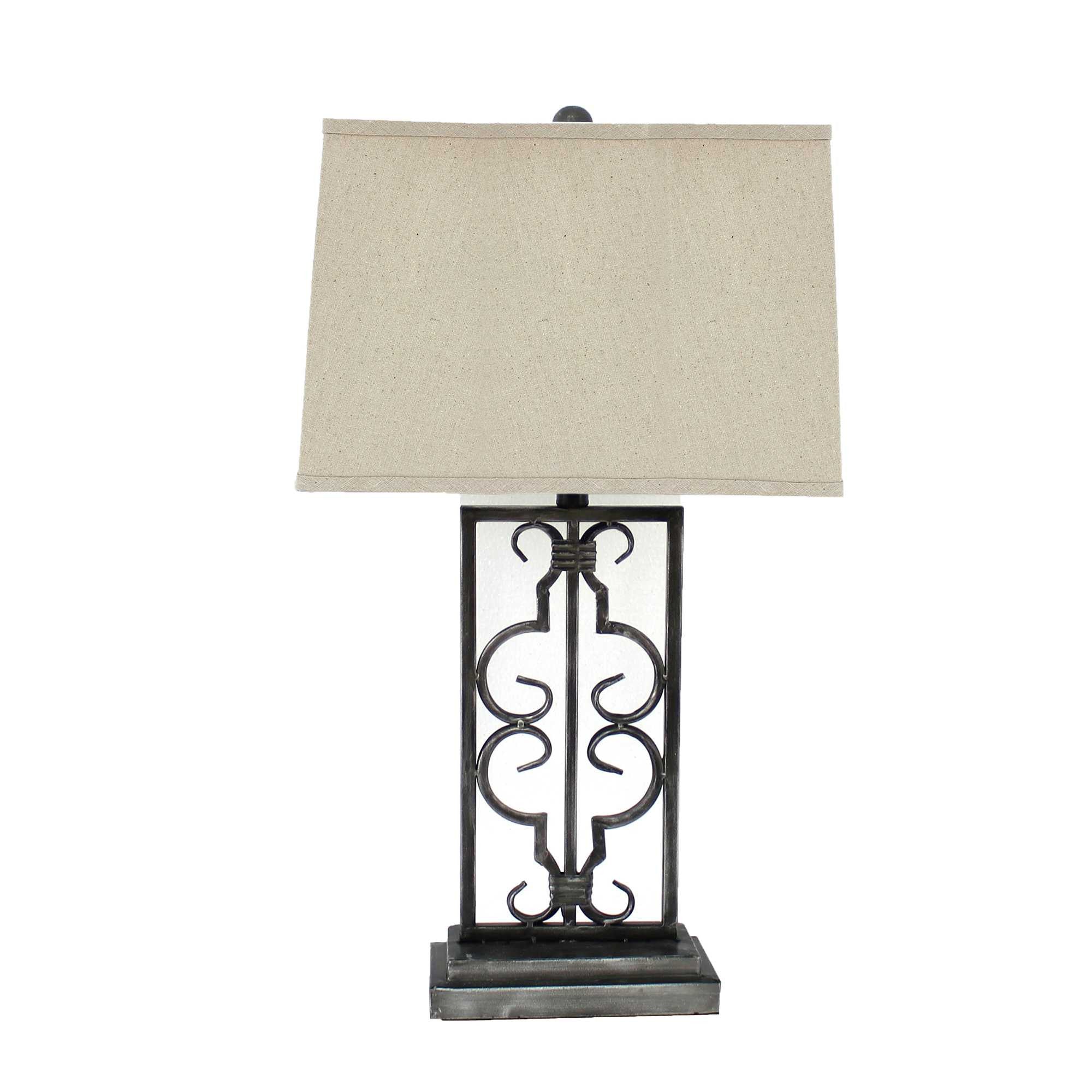 5.5 X 9.25 X 28.75 Gray Industrial With Stacked Metal Pedestal - Table Lamp - Tuesday Morning-Table Lamps