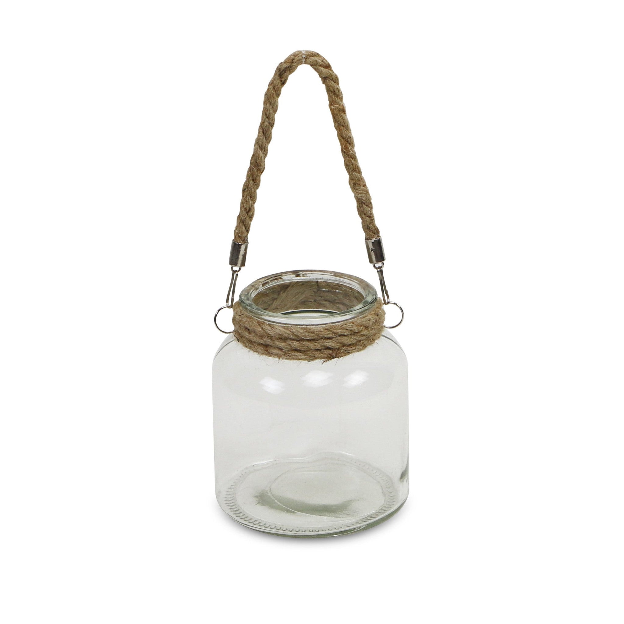 6" Clear and Brown Glass Jar with Rope - Tuesday Morning-Sculptures