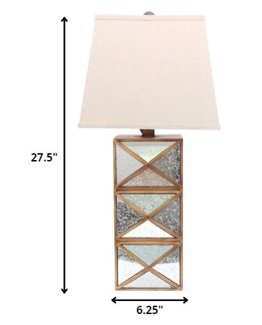 6.25 X 6.75 X 27.5 Gold Modern Illusionary Mirrored Base - Table Lamp - Tuesday Morning-Table Lamps