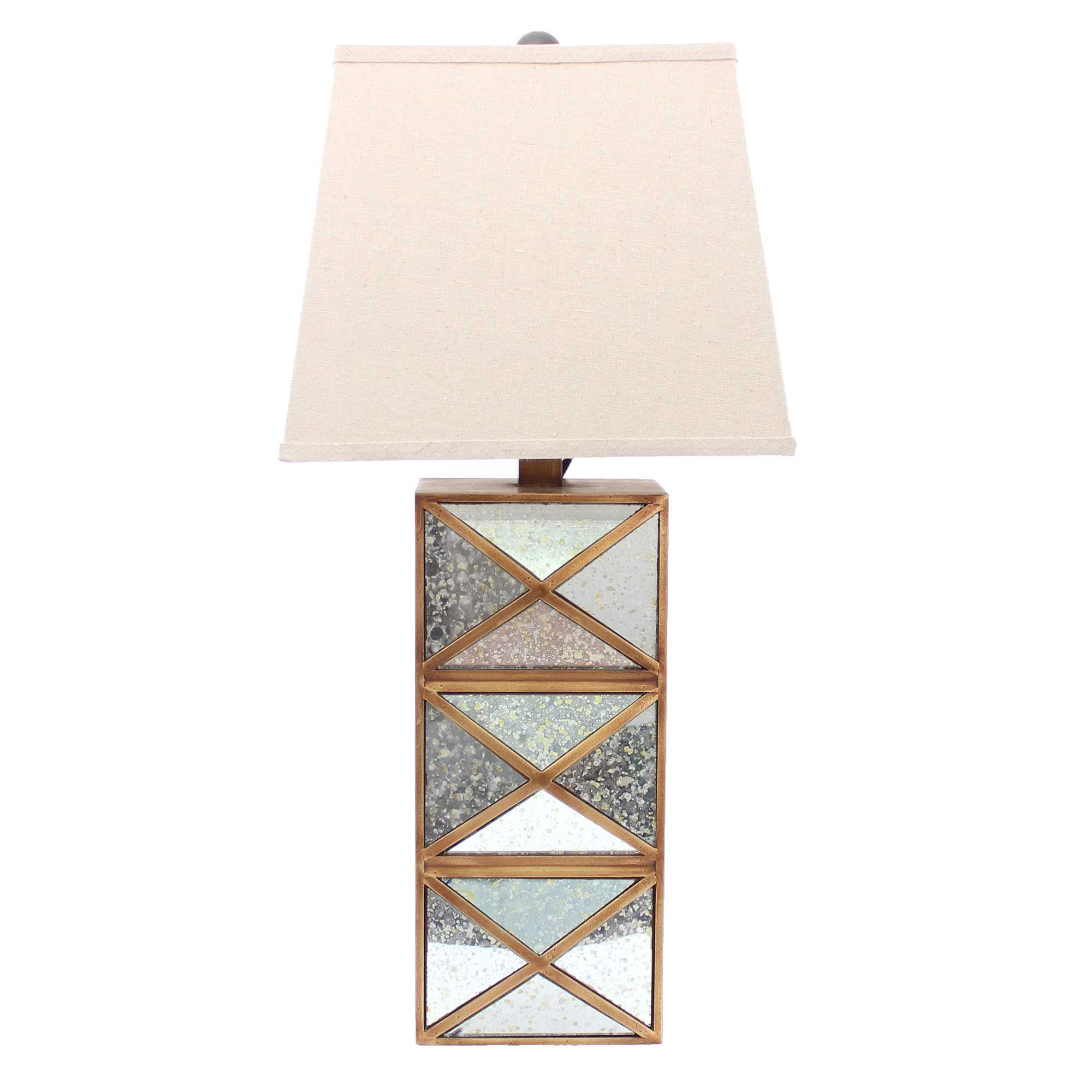 6.25 X 6.75 X 27.5 Gold Modern Illusionary Mirrored Base - Table Lamp - Tuesday Morning-Table Lamps