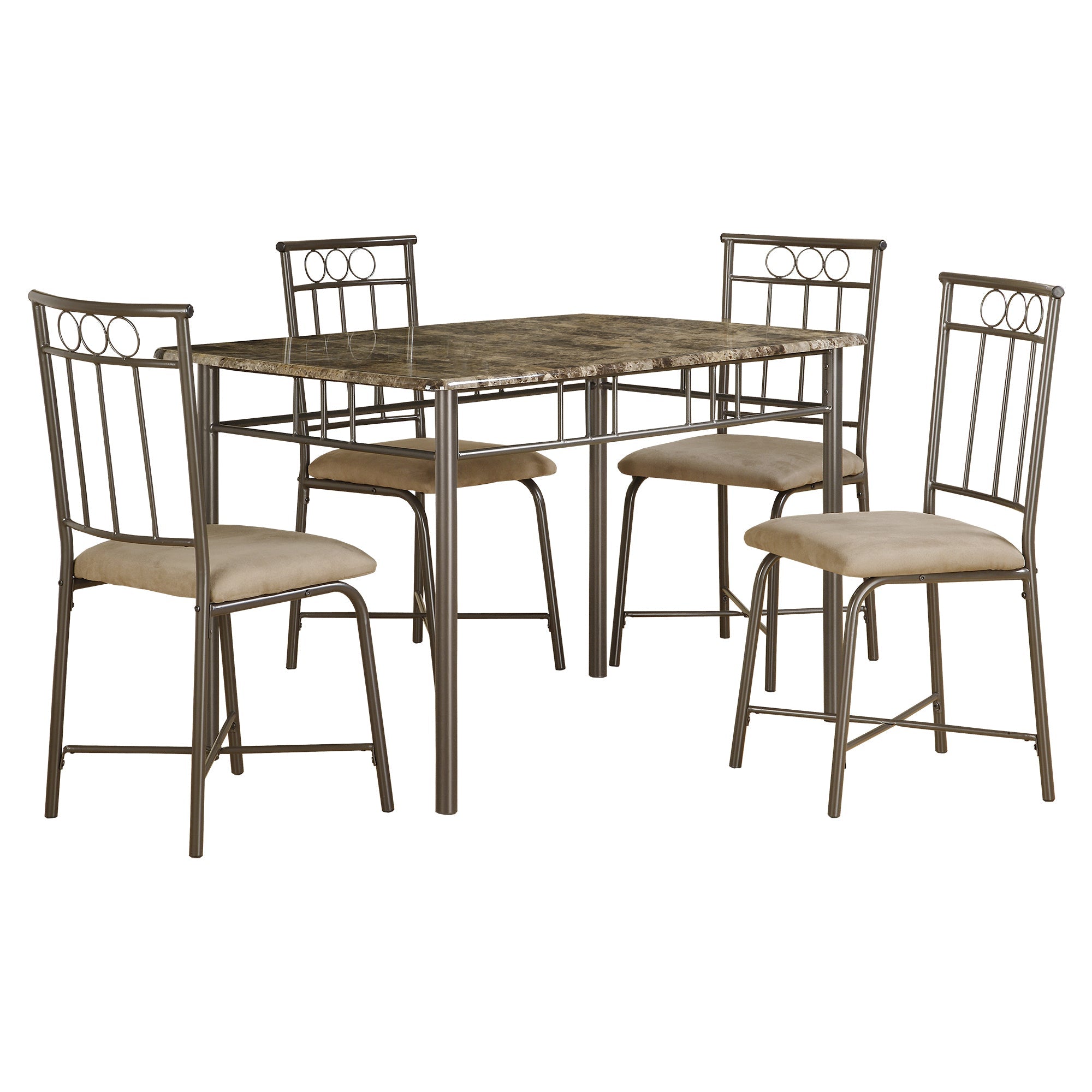 63.5" X 81" X 101" Cappuccino Microfiber Foam And Mdf 5Pcs Dining Set - Tuesday Morning-Dining Sets