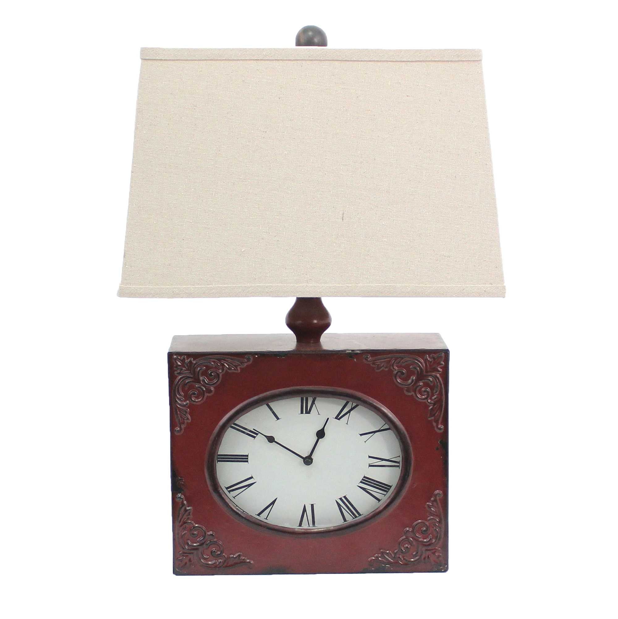 7 X 7 X 22 Red Vintage Metal Clock Base - Table Lamp - Tuesday Morning-Table Lamps