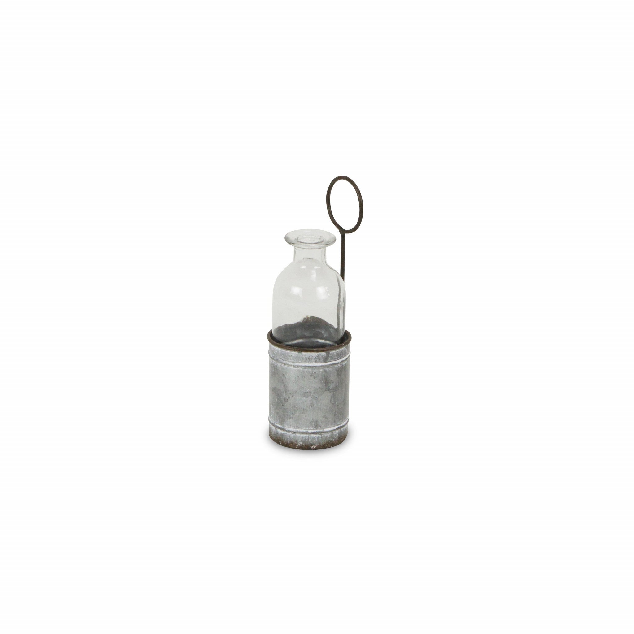8" Gray Galvanized Metal and Glass Jar Holder - Tuesday Morning-Sculptures