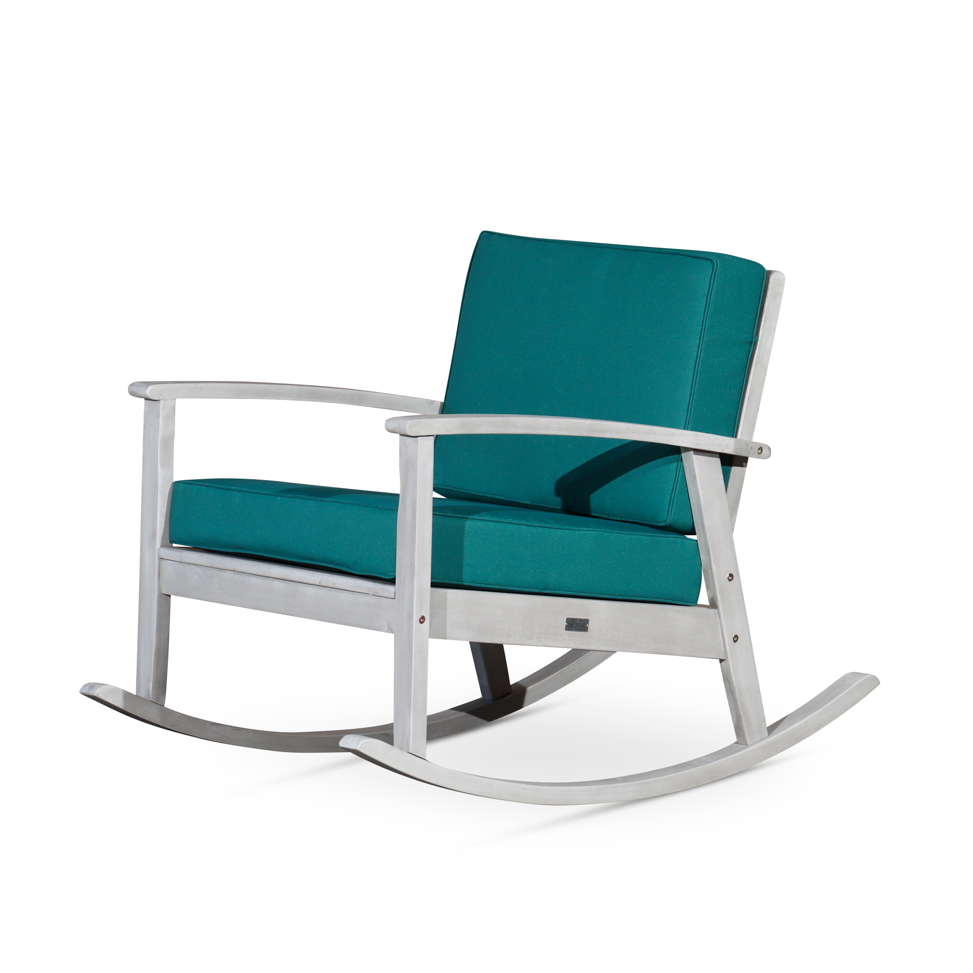Outdoor-Rocking-Chair-with-Cushions,-Silver-Gray-Finish,-Dark-Green-Cushions-Outdoor-Chairs