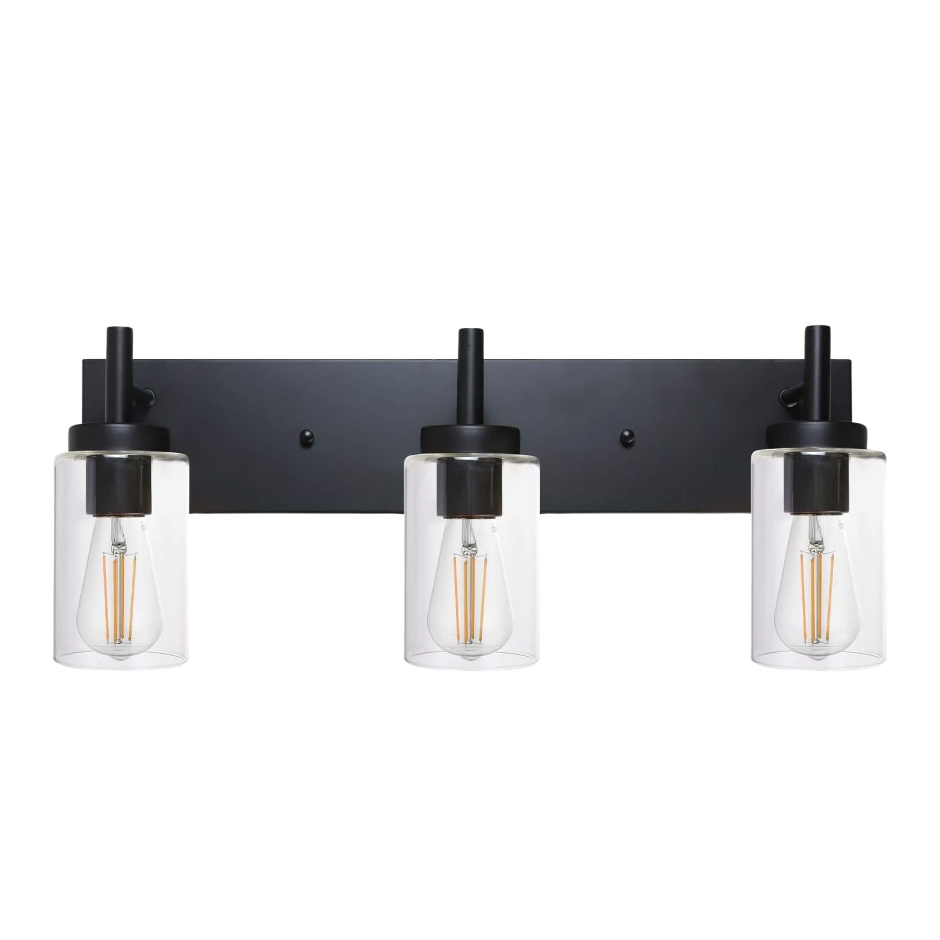 TM-HOME-Light-Fixture-Black-3-Lights-Rustic-Wall-Sconce-Lighting-with-Clear-Glass-Shade-Wall-Lighting