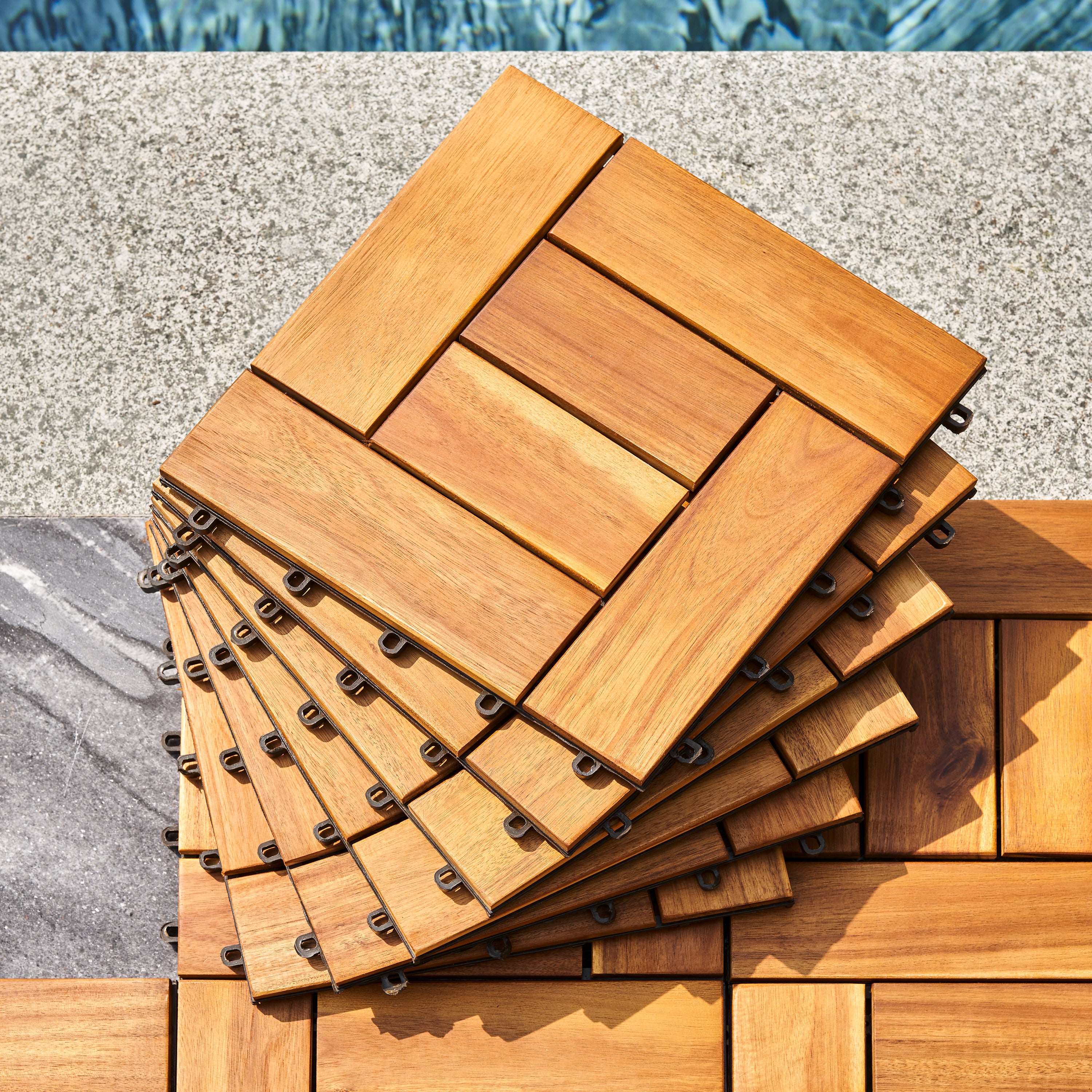 Hanalei-Eucalyptus-Interlocking-Wooden-Deck-tile-in-Honey-(Set-of-10)-Peel-&-Stick-Tiles