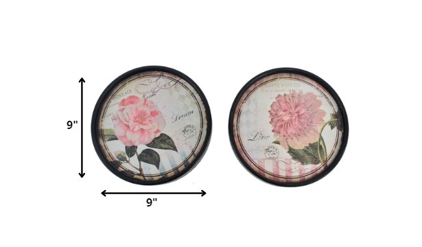 9 X 9 Multi-Color Rustic Flower Plate - Painting Set - Tuesday Morning-Wall Art
