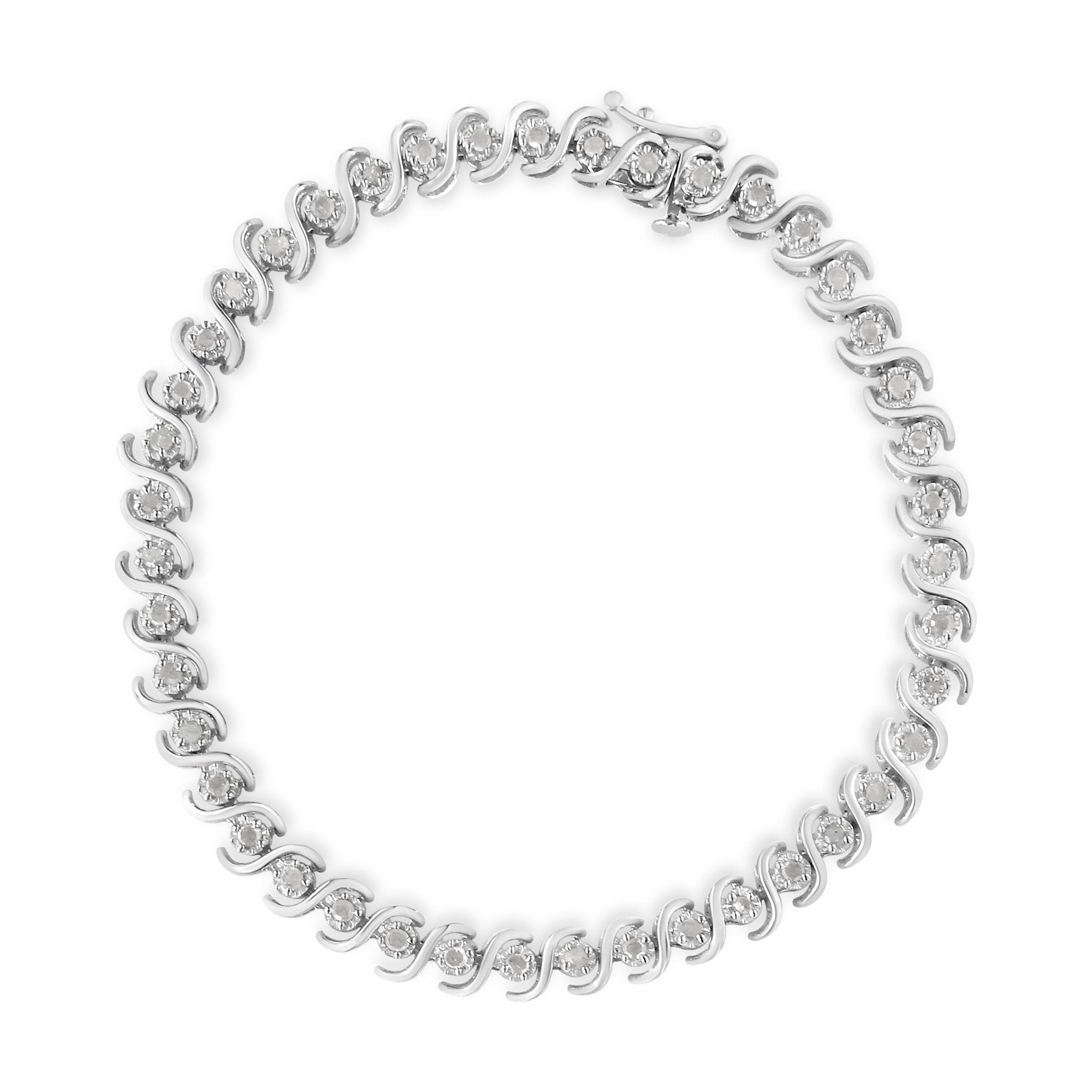 .925 Sterling Silver 1.0 Cttw Round Miracle-Set Diamond 7
