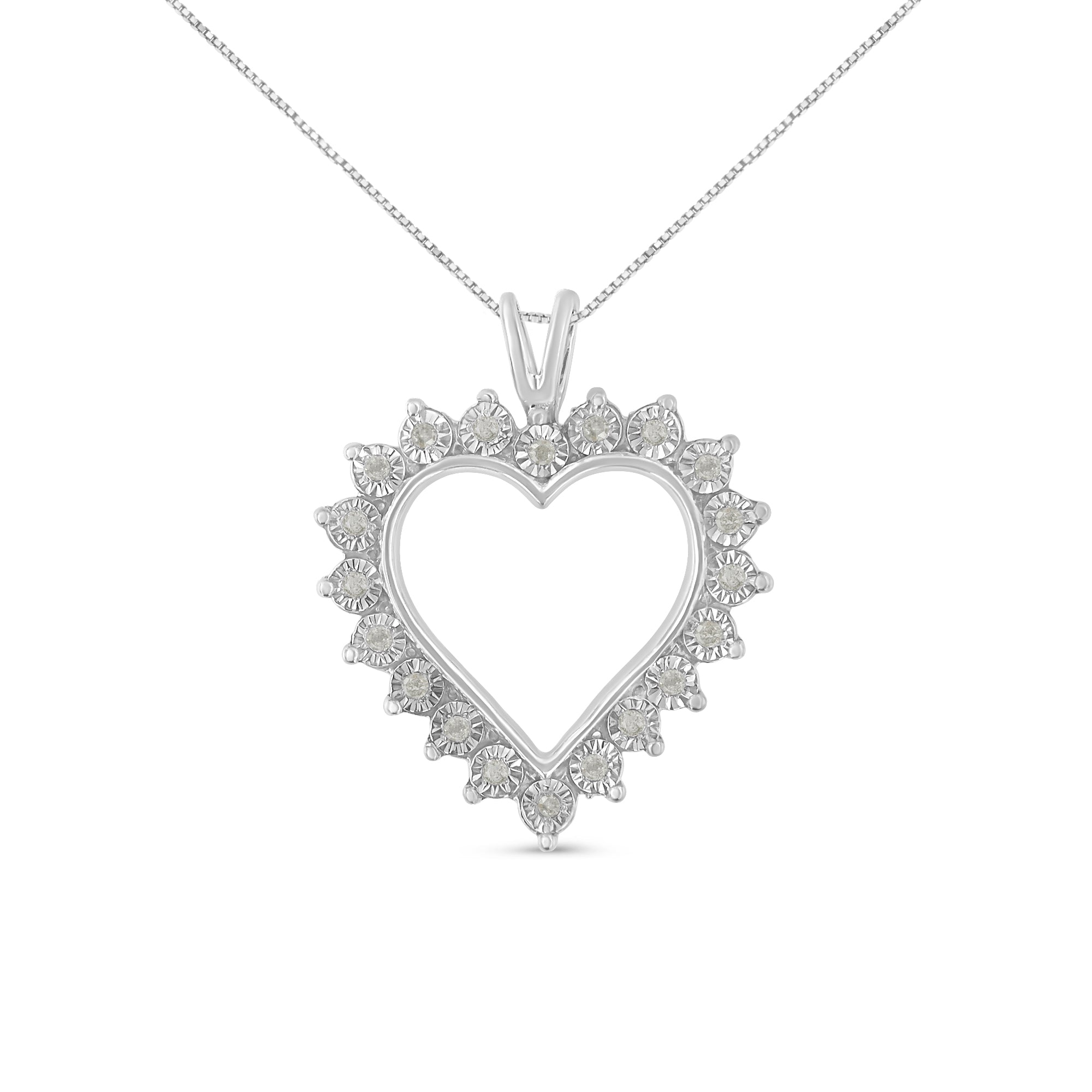 .925 Sterling Silver 1/4 Cttw Miracle Set Diamond Open Heart 18