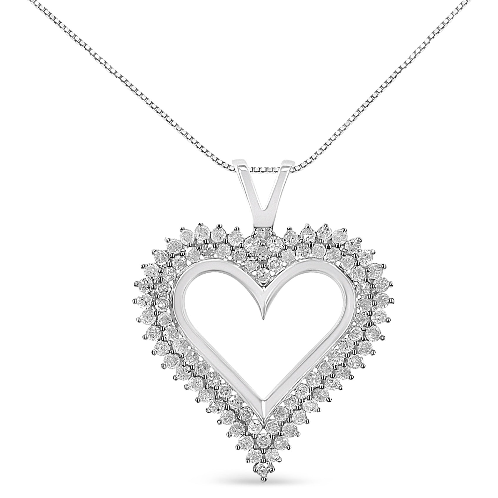 .925 Sterling Silver 2.00 Cttw Diamond Heart 18
