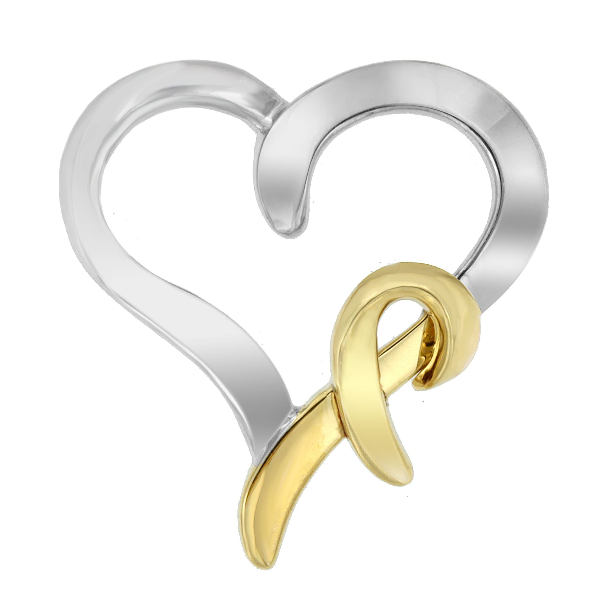 .925-Sterling-Silver-And-14K-Yellow-Gold-Two-Tone-Heart-Shaped-Pendant-Necklace-Pendants-&-Charms