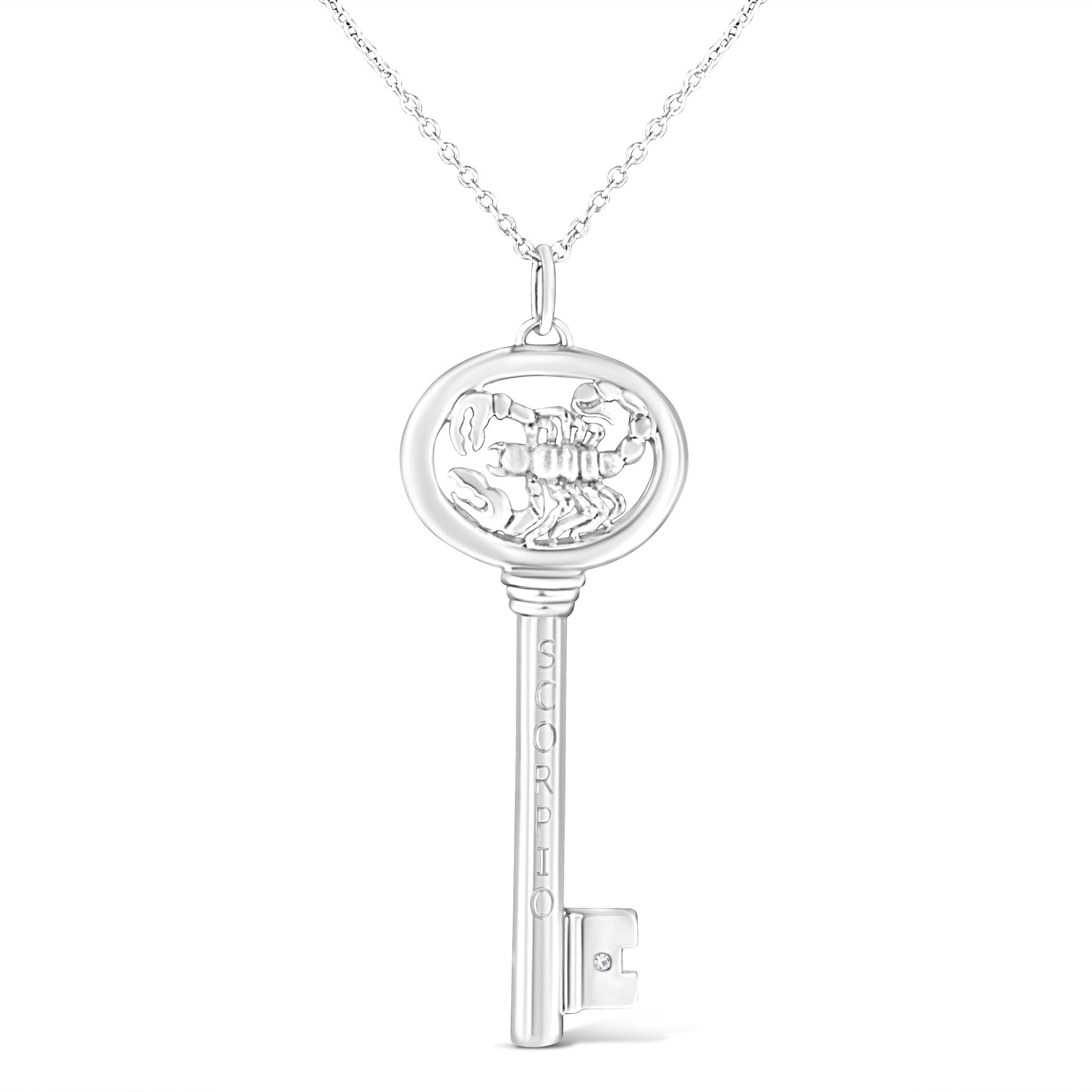.925 Sterling Silver Diamond Accent Scorpio Zodiac Key 18