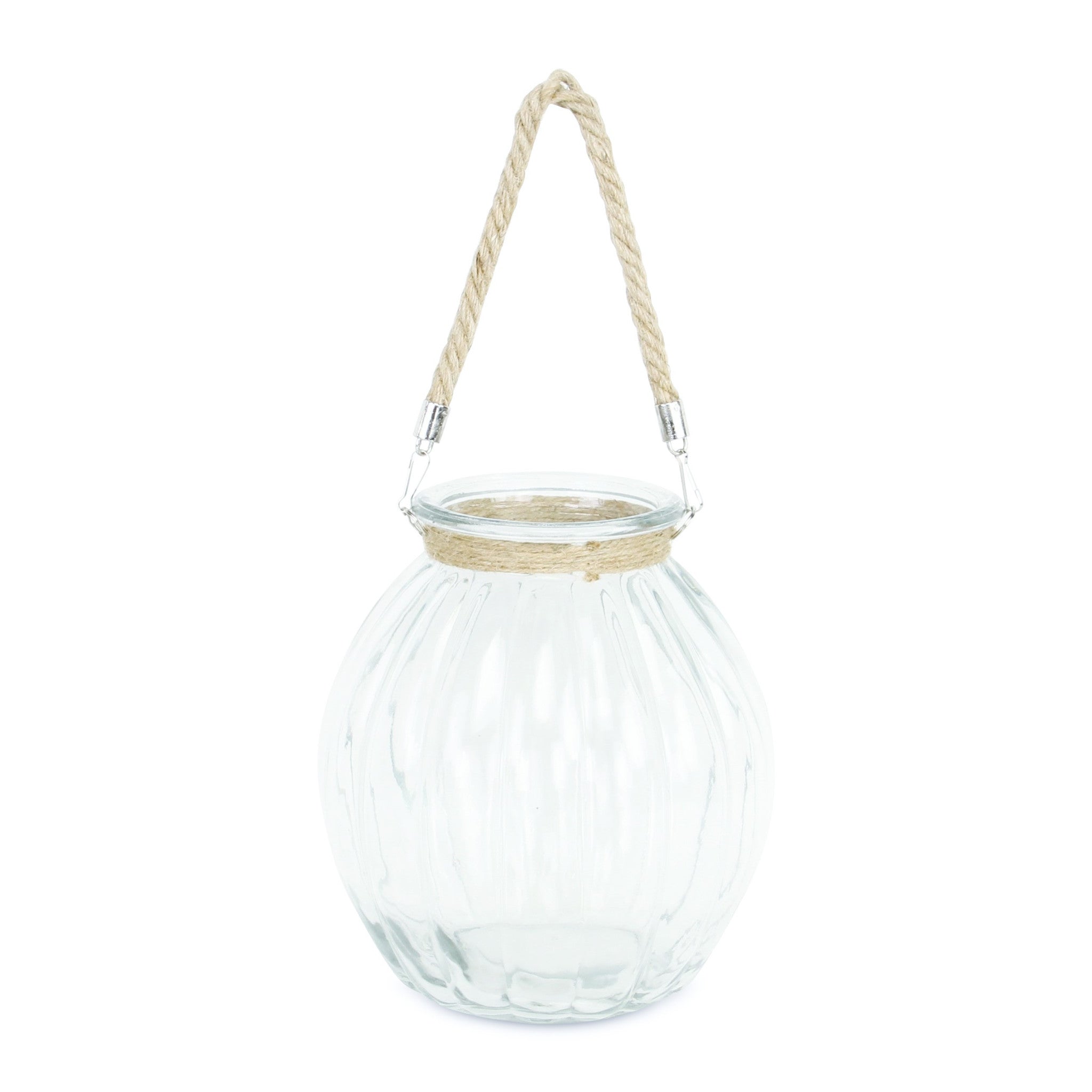 9.5" Clear and Brown Textured Oval Glass Jar with Rope - Tuesday Morning-Sculptures