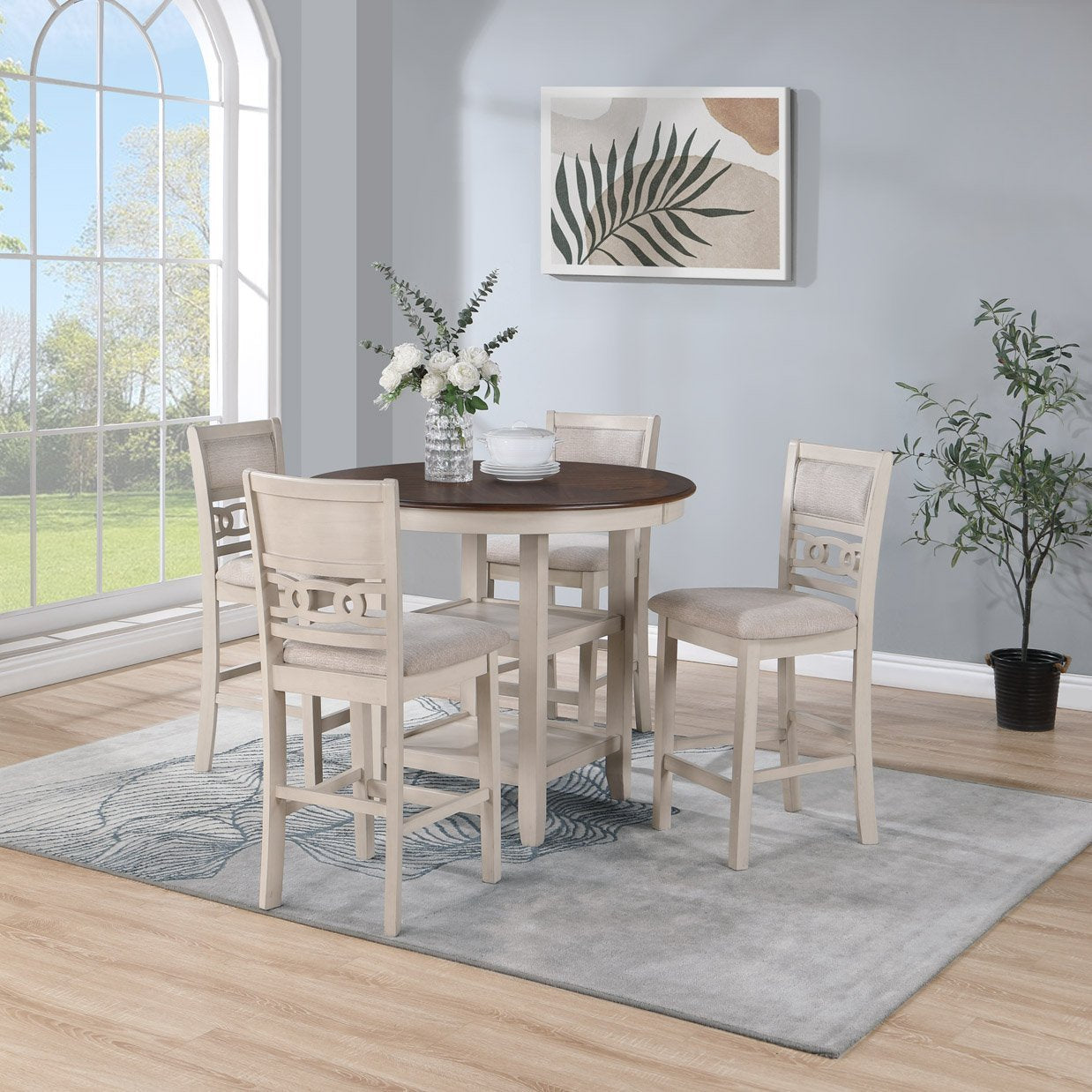 5-piece-Counter-Height-Dining-Set,-Antique-White-Two-tone-Kitchen-&-Dining-Furniture-Sets