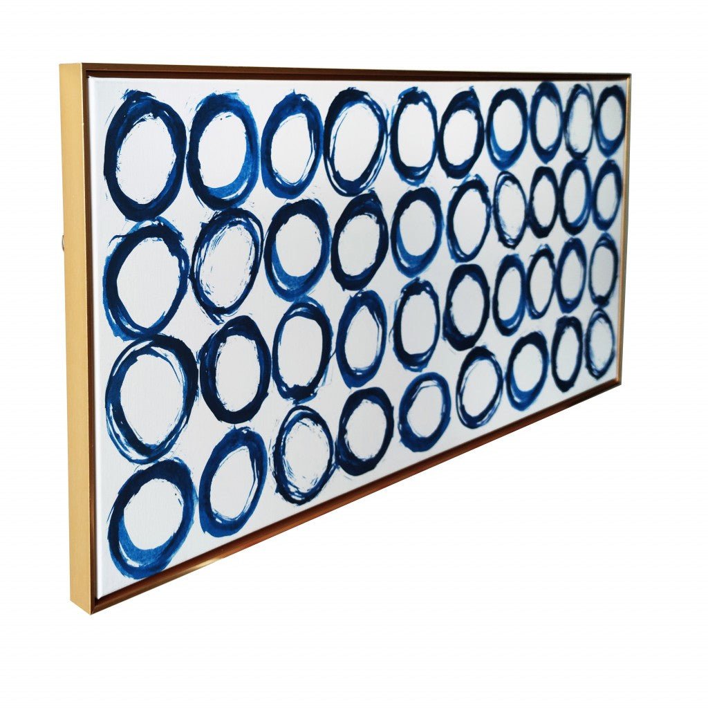 Abstract Blue Rings Framed Canvas Wall Art - Tuesday Morning-Wall Art