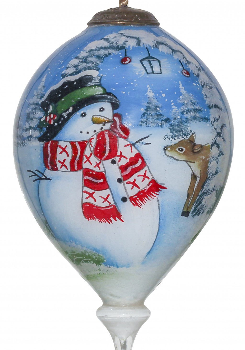 Adorable Snowman and Deer Hand Painted Mouth Blown Glass Ornament - Tuesday Morning-Christmas Ornaments