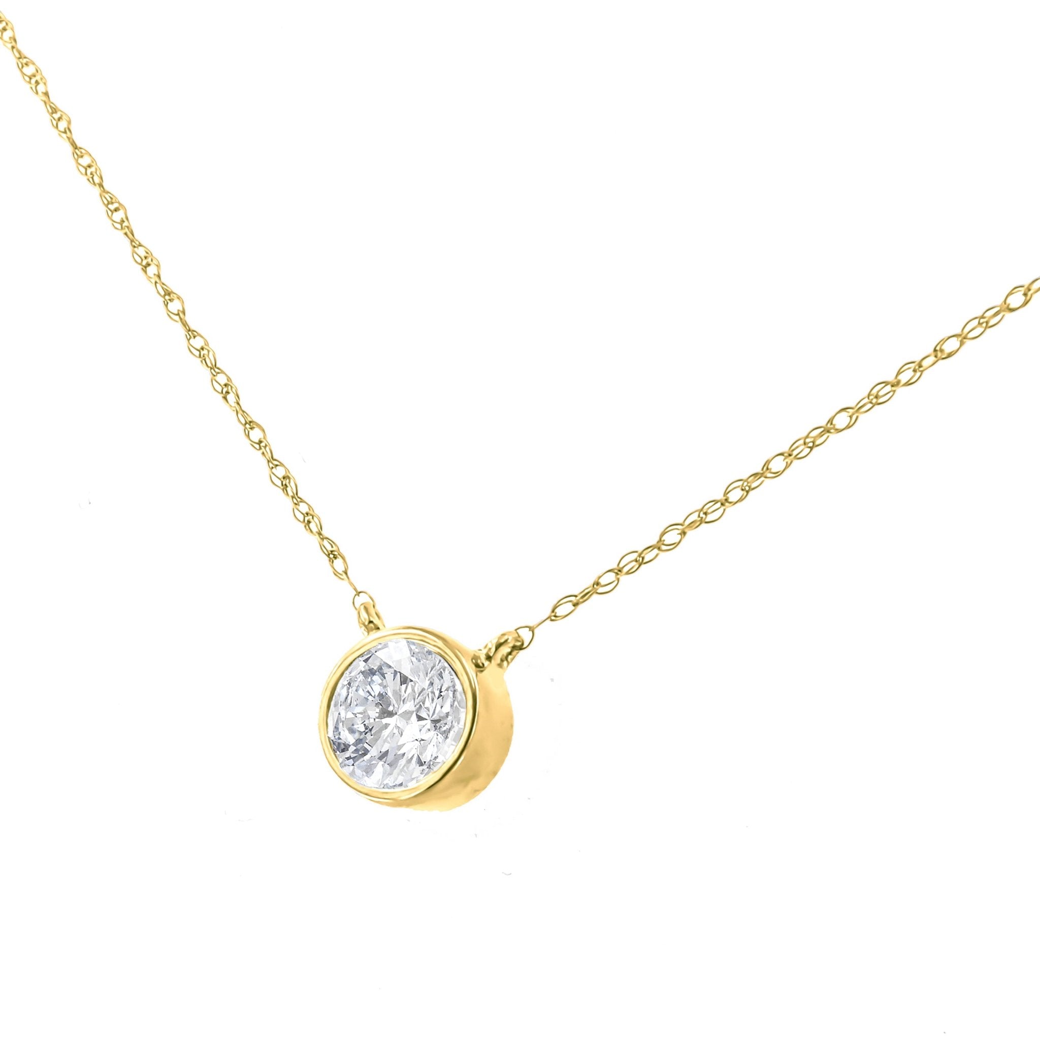 Ags-Certified-10K-Yellow-Gold-1/10-Cttw-Diamond-Solitaire-Pendant-Necklace-(G-H,-Si2-I1)-Necklaces