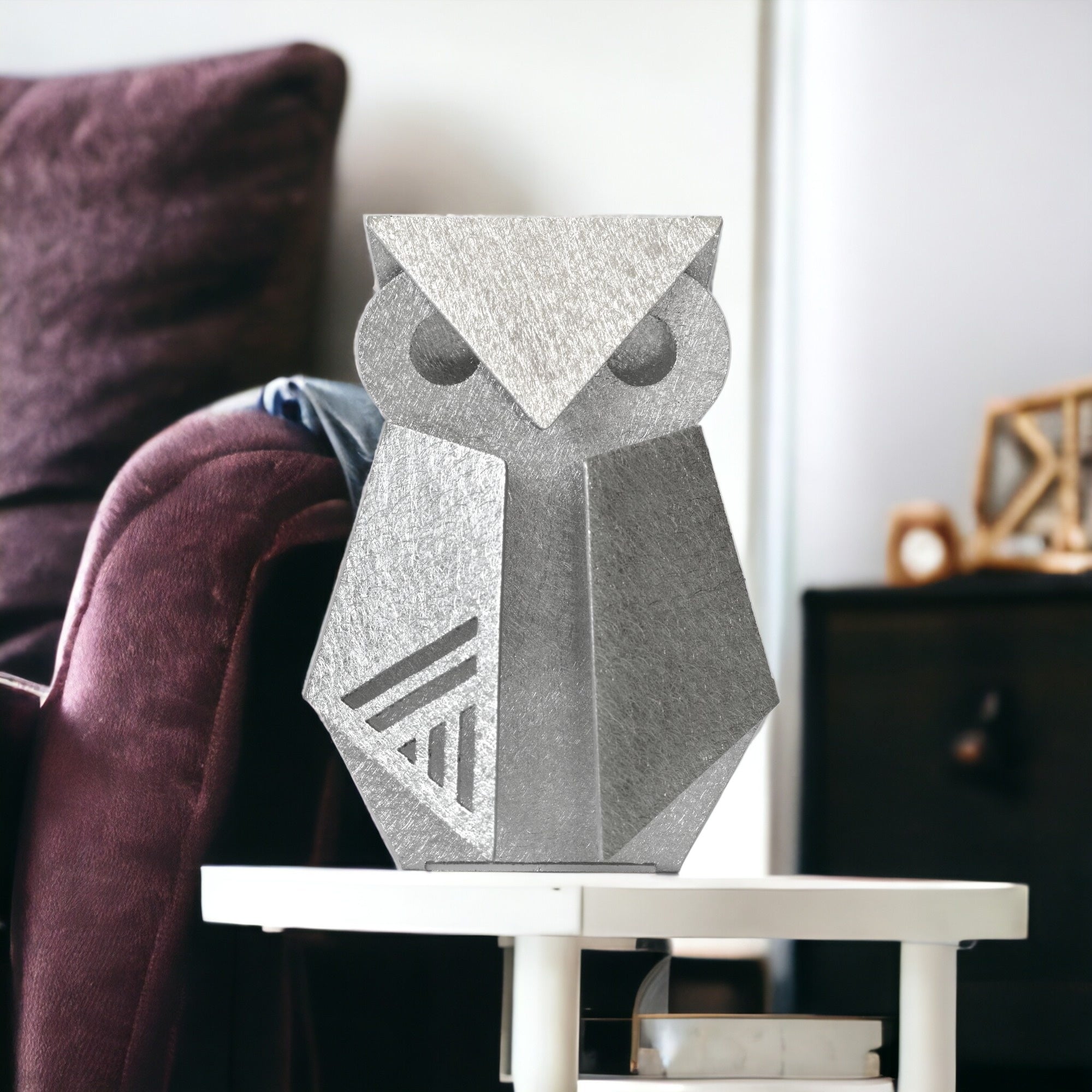 Aluminum Mini Owl Origami Geometric Sculpture - Tuesday Morning-Sculptures