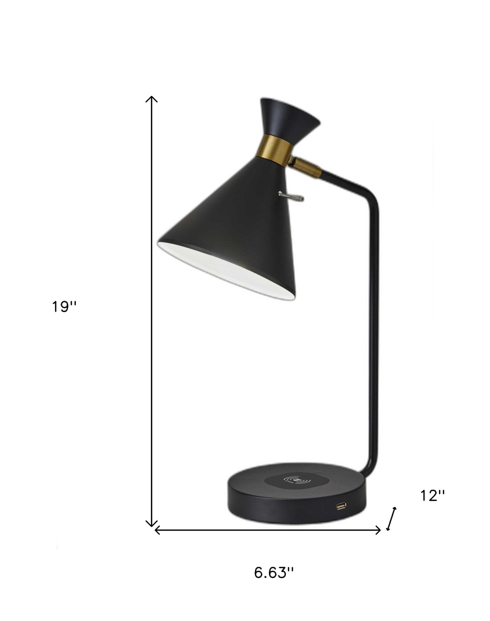 Asymmetrical Diabolo Black Metal Desk Lamp - Tuesday Morning-Table Lamps