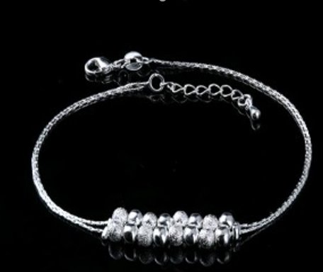 Ball Bead Anklet in 14k White Gold - Tuesday Morning-Anklets