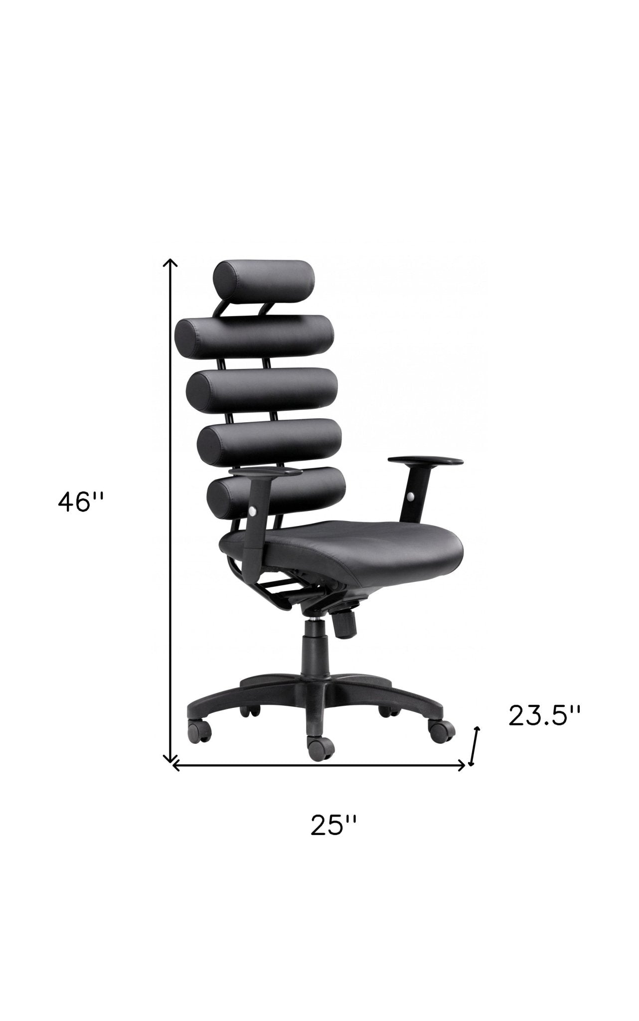 Black Adjustable Swivel Metal Rolling Office Chair - Tuesday Morning-Office Chairs