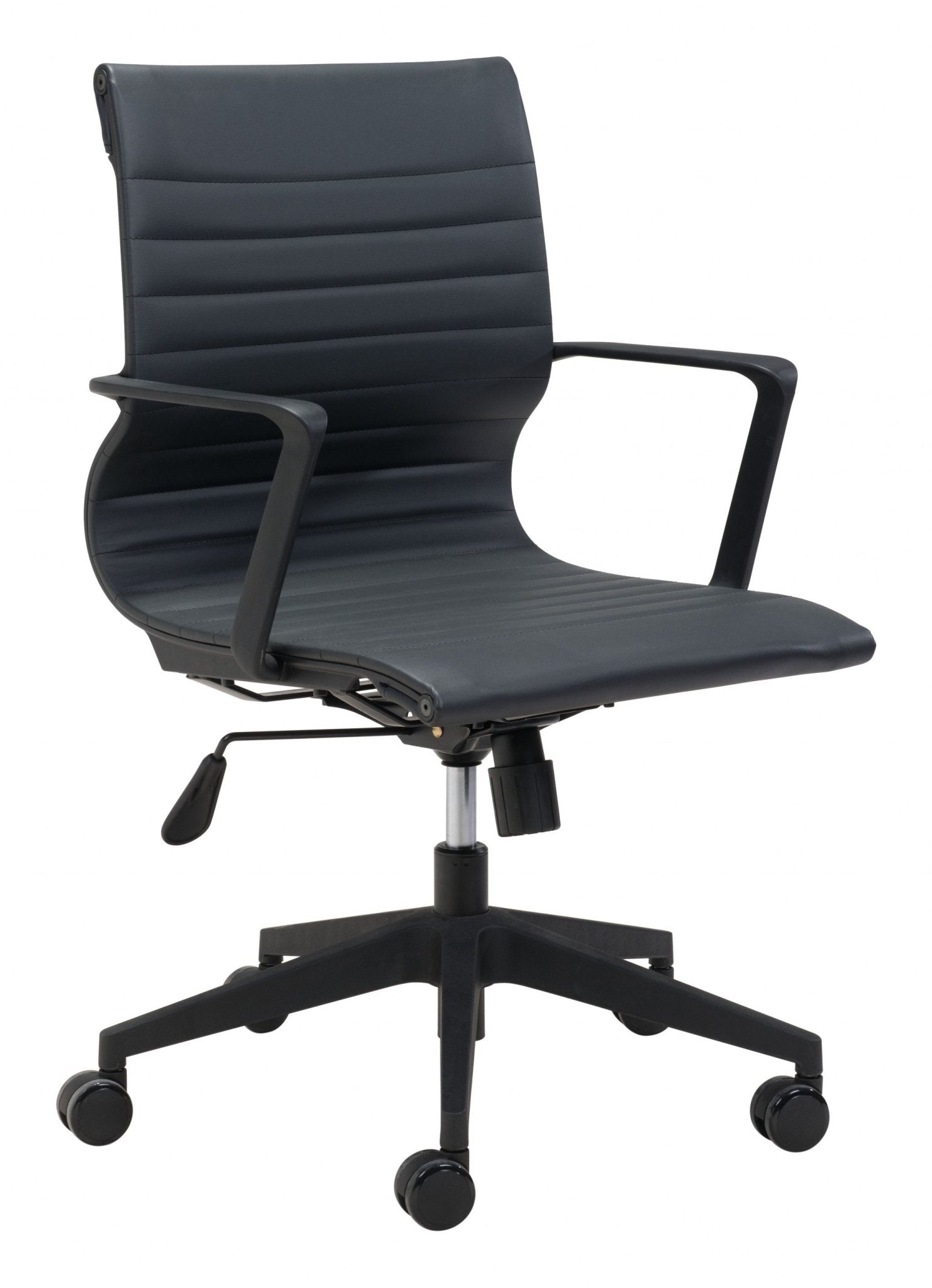 Black-Adjustable-Swivel-Metal-Rolling-Office-Chair-Office-Chairs