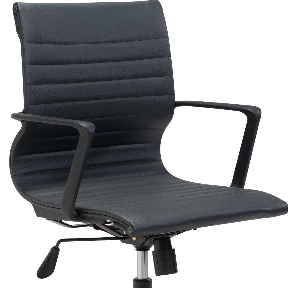 Black Adjustable Swivel Metal Rolling Office Chair - Tuesday Morning-Office Chairs