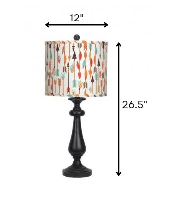 Black Candlestick Multi Color Tribal Arrows Shade Table Lamp - Tuesday Morning-Table Lamps