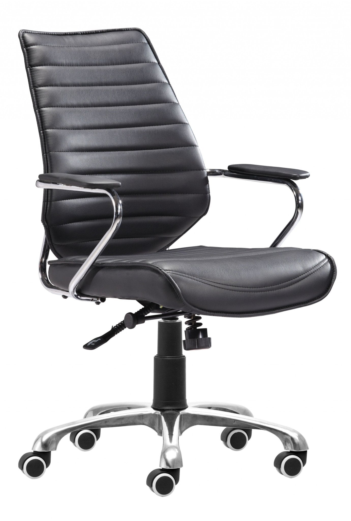 Black-Faux-Leather-Executive-Channel-Back-Rolling-Office-Chair-Office-Chairs