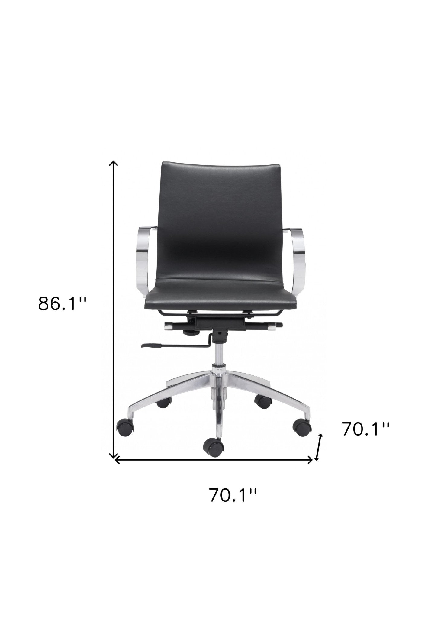 Black Faux Leather Seat Swivel Adjustable Conference Chair Metal Back Steel Frame - Tuesday Morning-Office Chairs