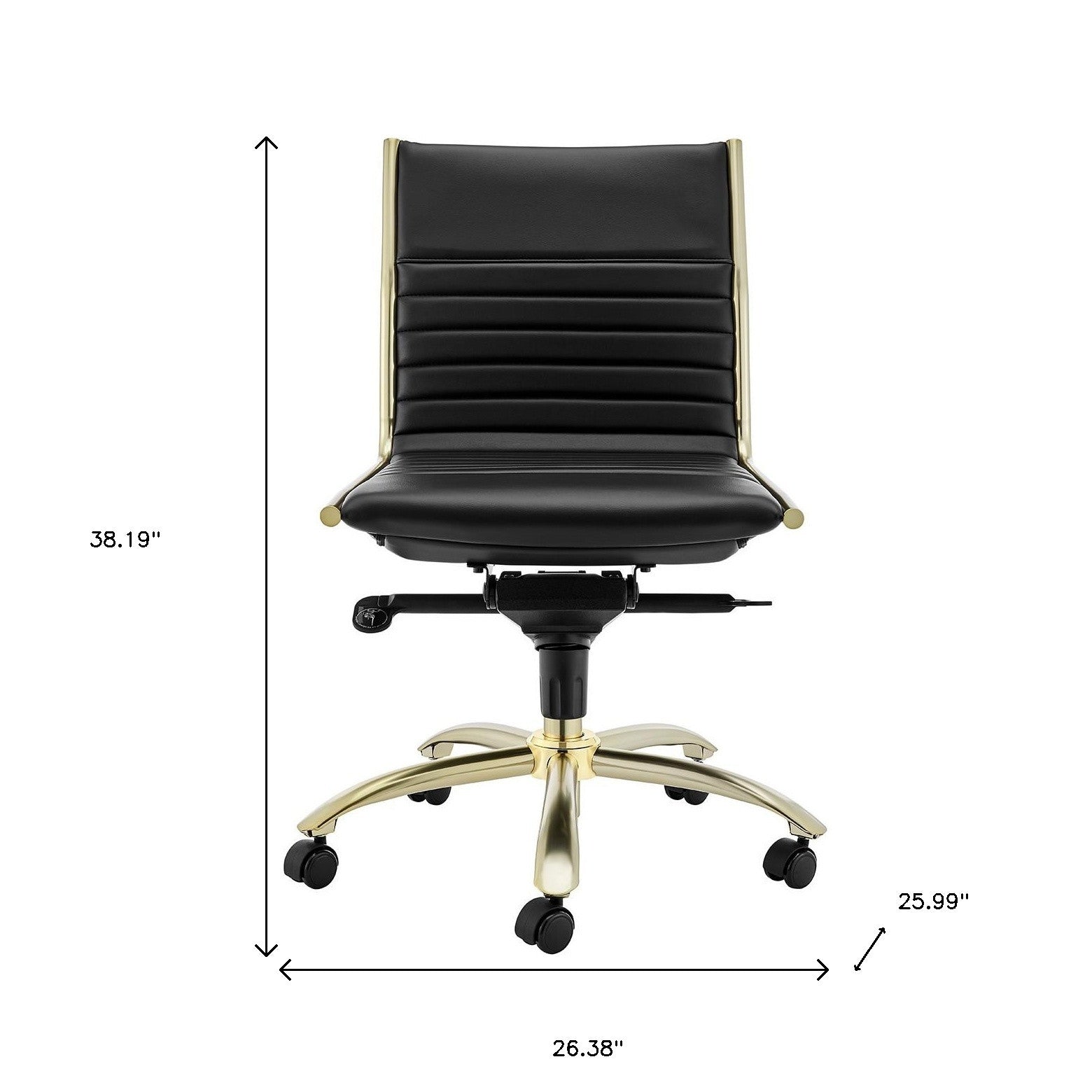 Black Faux Leather Seat Swivel Adjustable Executive Chair Leather Back Steel Frame - Tuesday Morning-Office Chairs