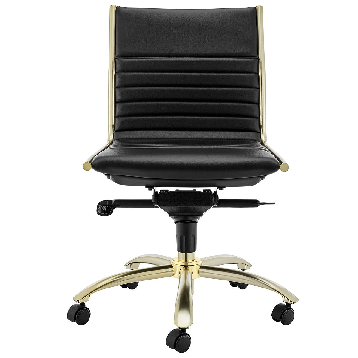 Black Faux Leather Seat Swivel Adjustable Executive Chair Leather Back Steel Frame - Tuesday Morning-Office Chairs
