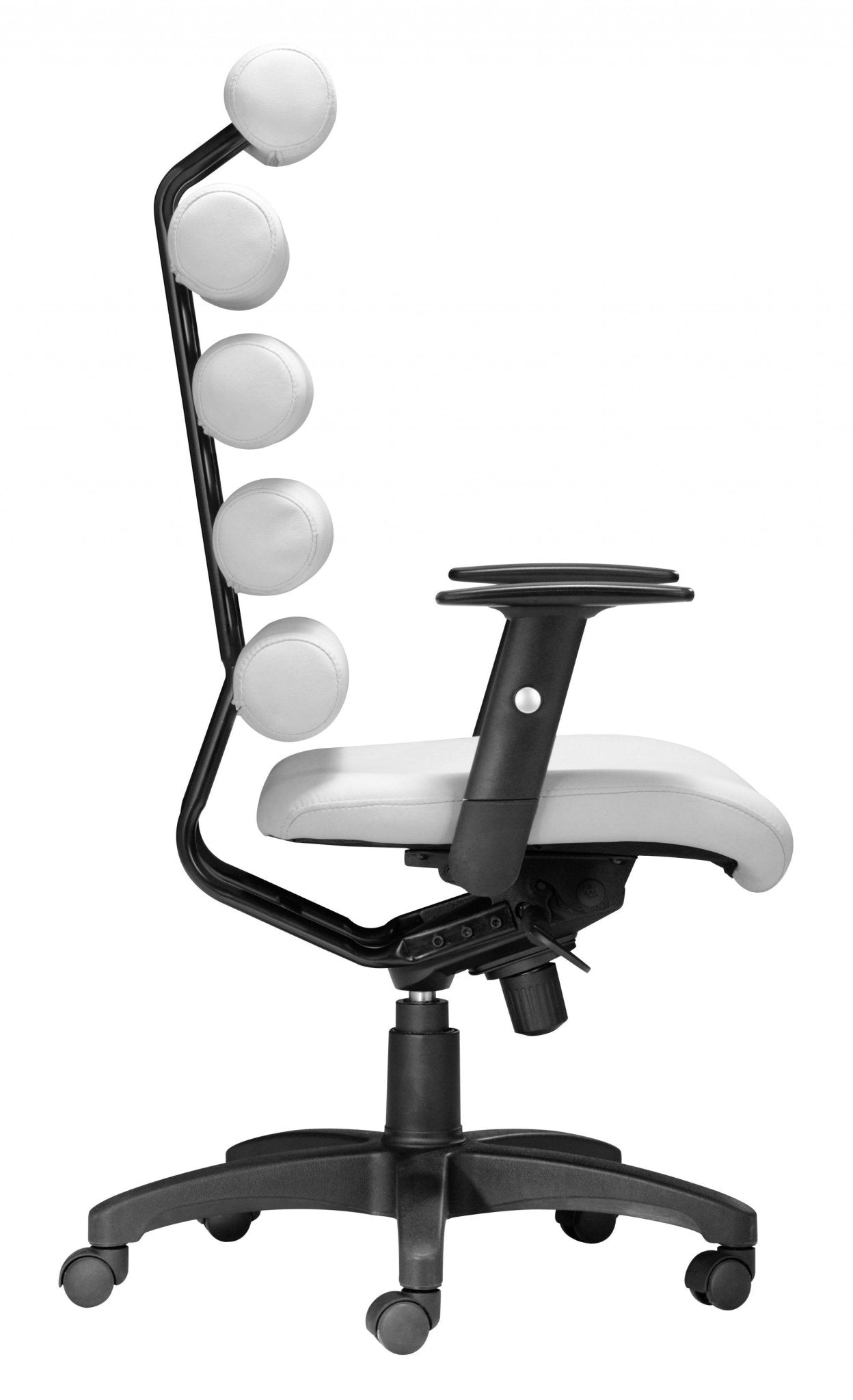 Black Faux Leather Seat Swivel Adjustable Task Chair Metal Back Steel Frame - Tuesday Morning-Office Chairs