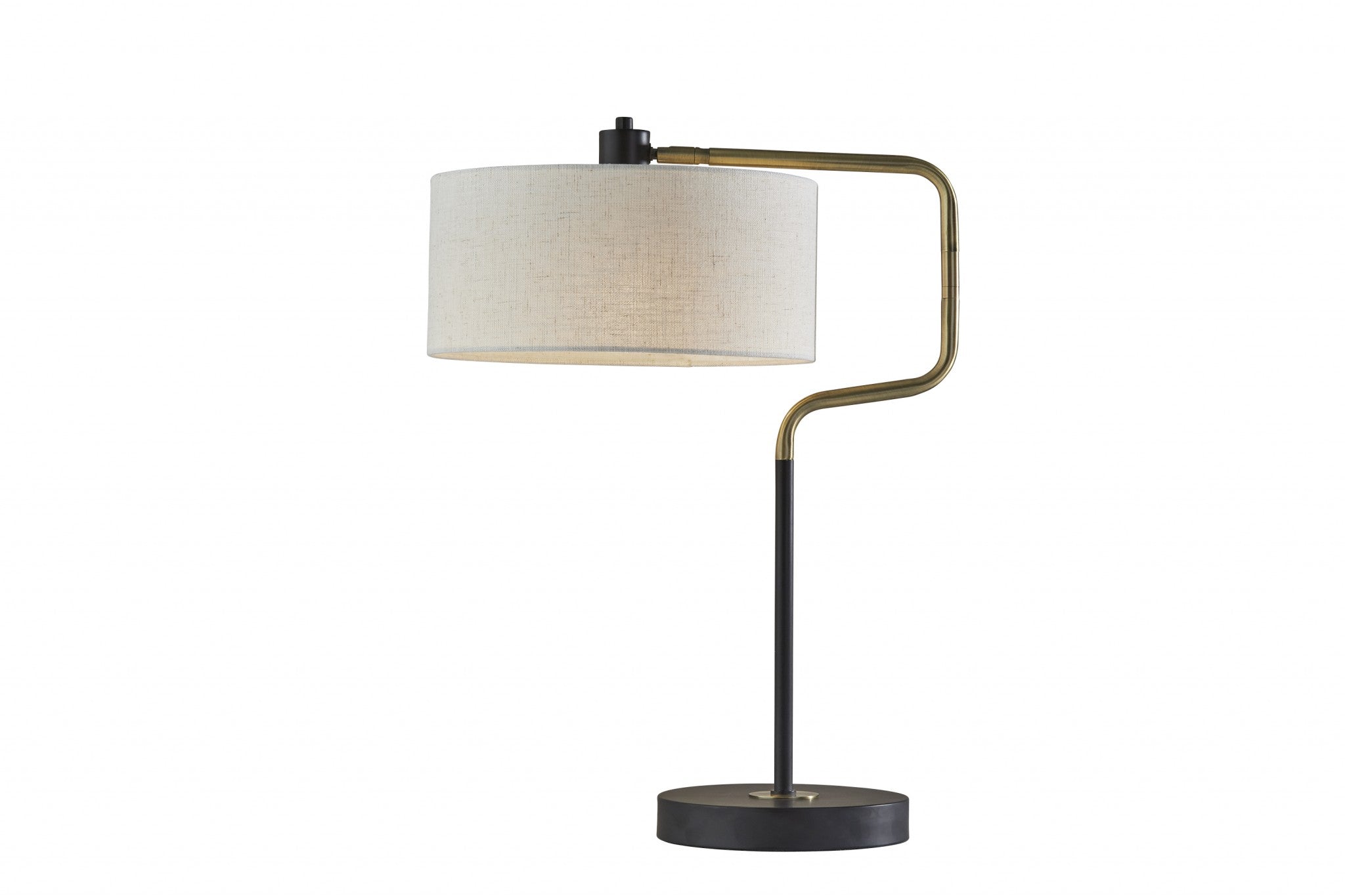 Black-Metal-With-Brass-Adjustable-Swing-Arm-And-Drum-Shade-Table-Lamp-Table-Lamps