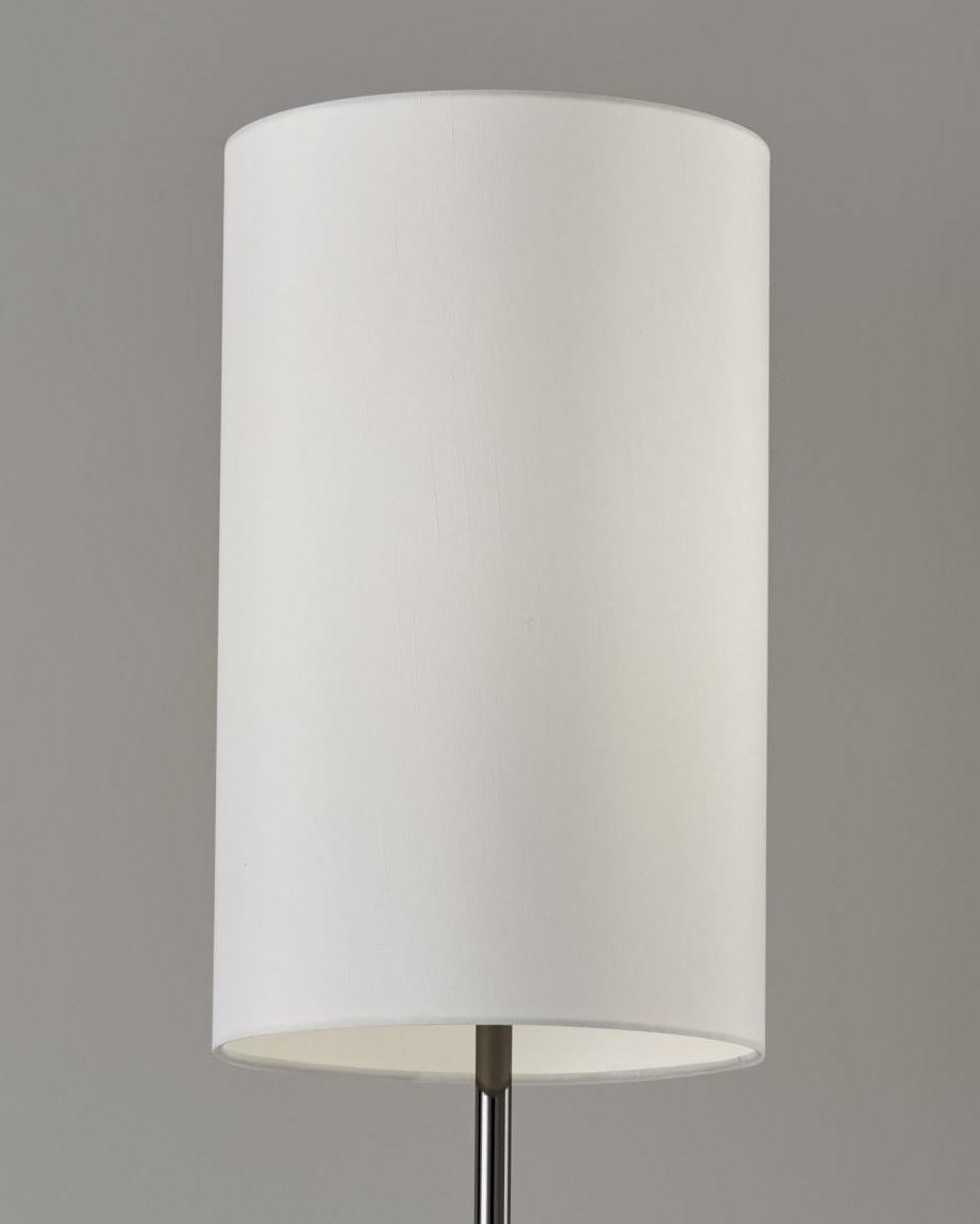 Black Nickel Finish Metal Tall White Shade Table Lamp - Tuesday Morning-Table Lamps