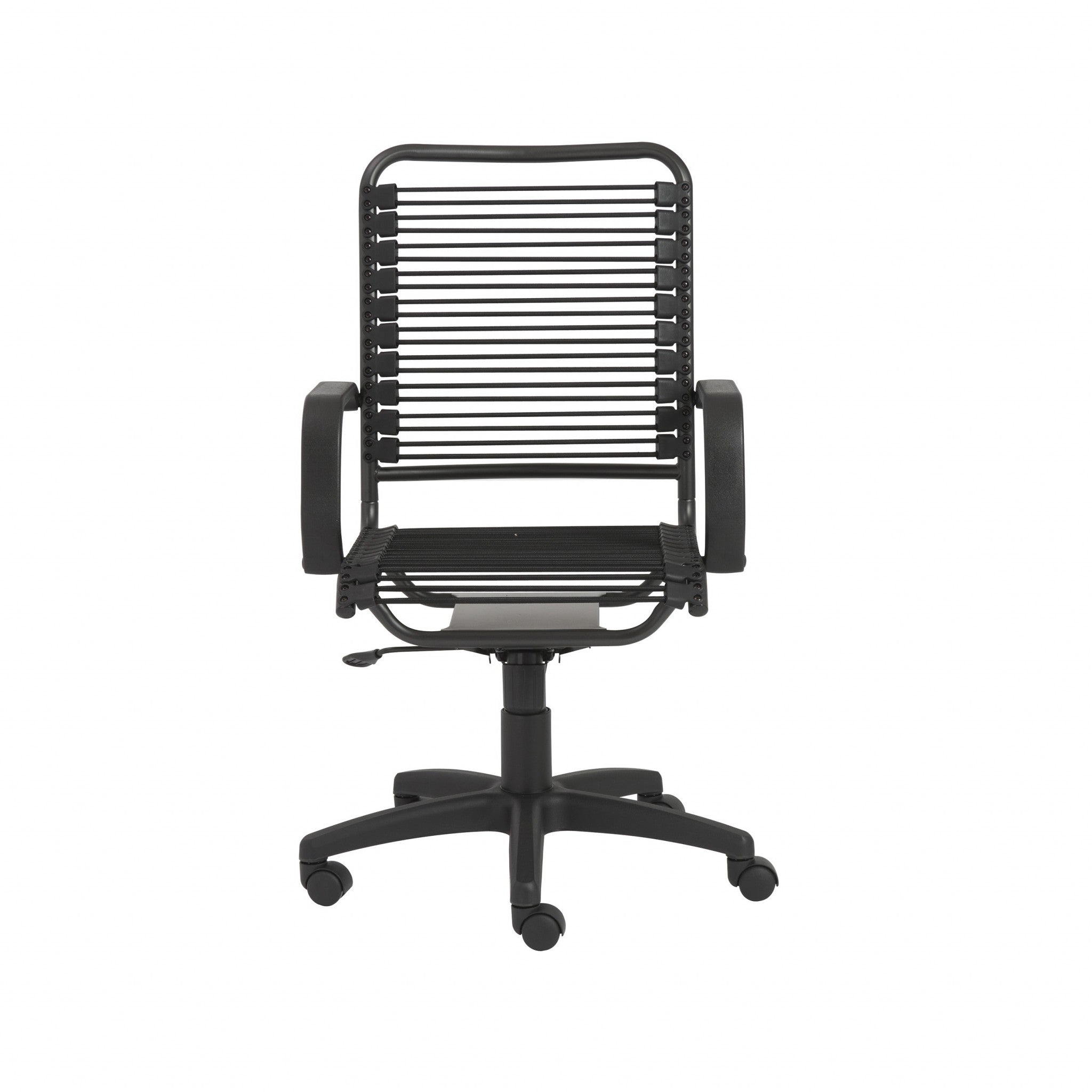 Black Swivel Adjustable Task Chair Bungee Back Steel Frame - Tuesday Morning-Office Chairs