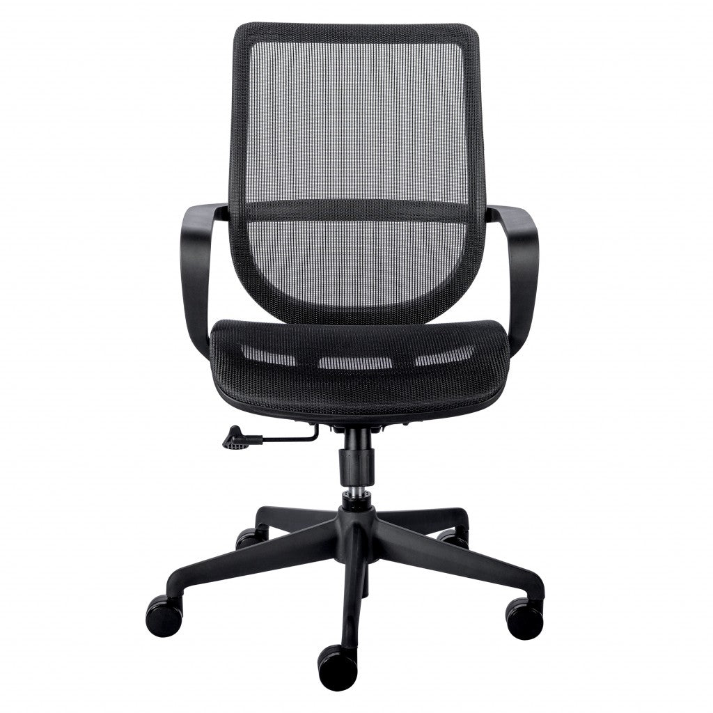 Black-Swivel-Adjustable-Task-Chair-Mesh-Back-Plastic-Frame-Office-Chairs
