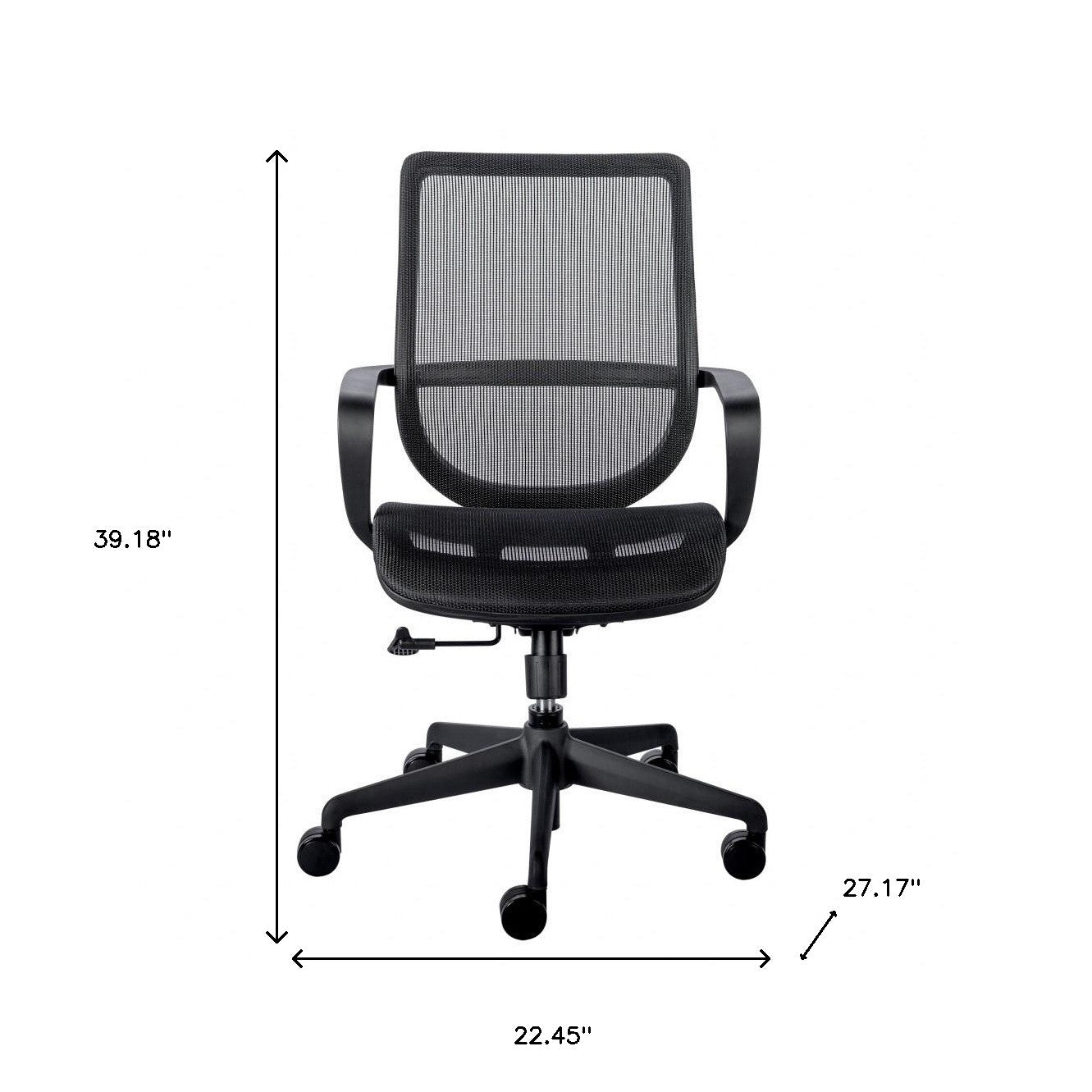 Black Swivel Adjustable Task Chair Mesh Back Plastic Frame - Tuesday Morning-Office Chairs