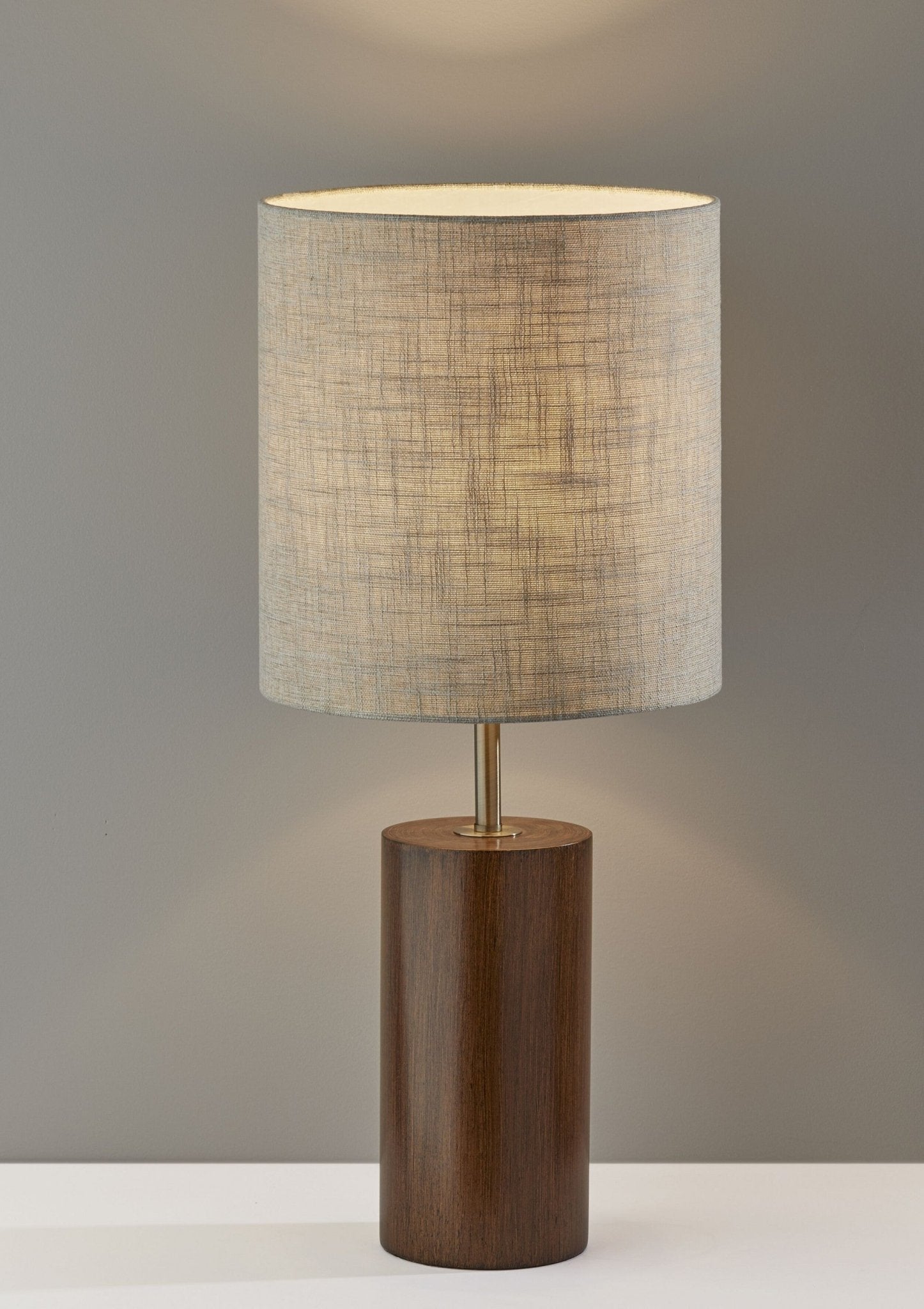 Black Wood Circular Block Table Lamp - Tuesday Morning-Table Lamps